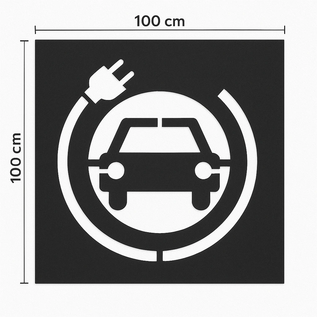 Elektrikli Araç Şarj İstasyonu Zemin Boyama Şablonu – 100x100 cm