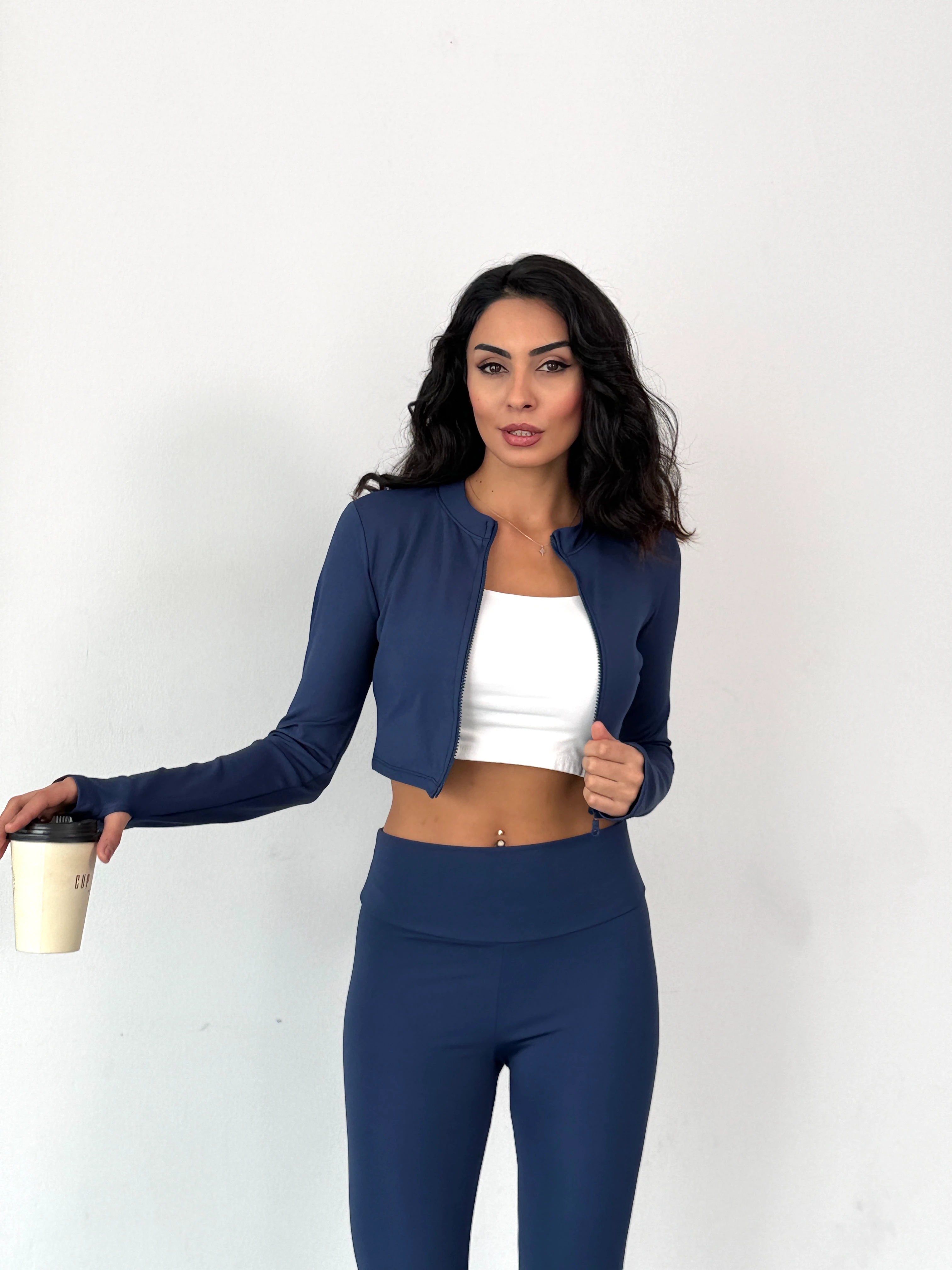 Slim Fit Yüksek Bel Toparlayıcı Crop Kadın 2’li Tayt Takım