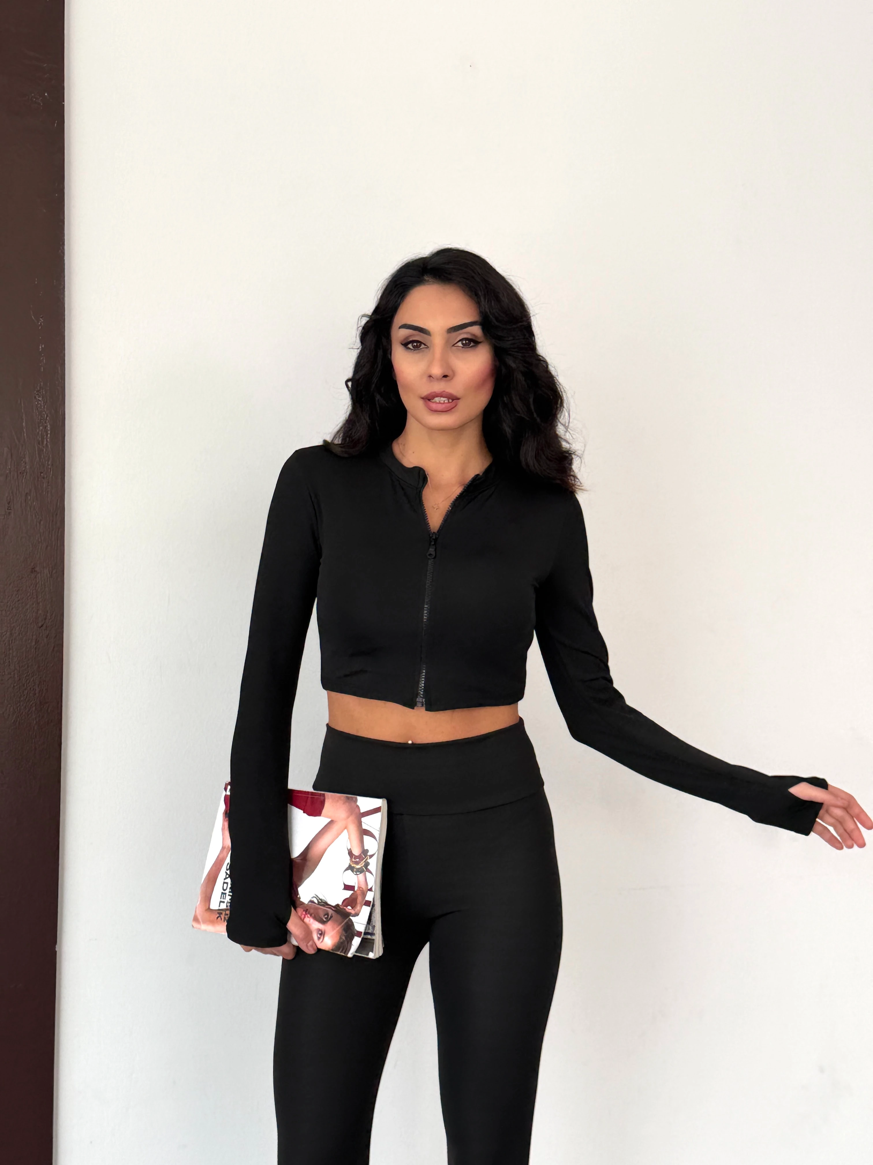 Slim Fit Yüksek Bel Toparlayıcı Crop Kadın 2’li Tayt Takım