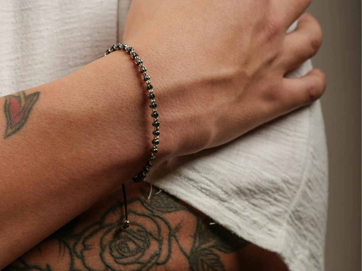 14 Ayar Altın Dorikalı Hematit Erkek Bileklik