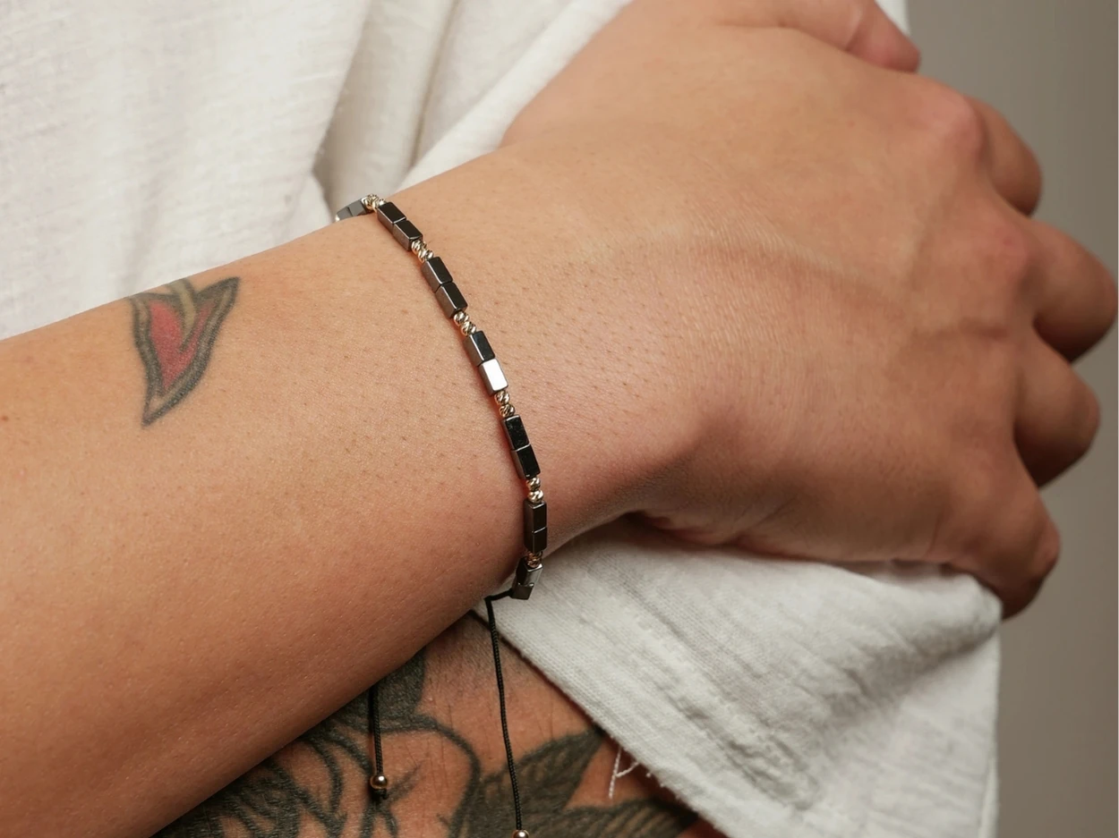 14 Ayar Altın Dorikalı Hematit Erkek Bileklik