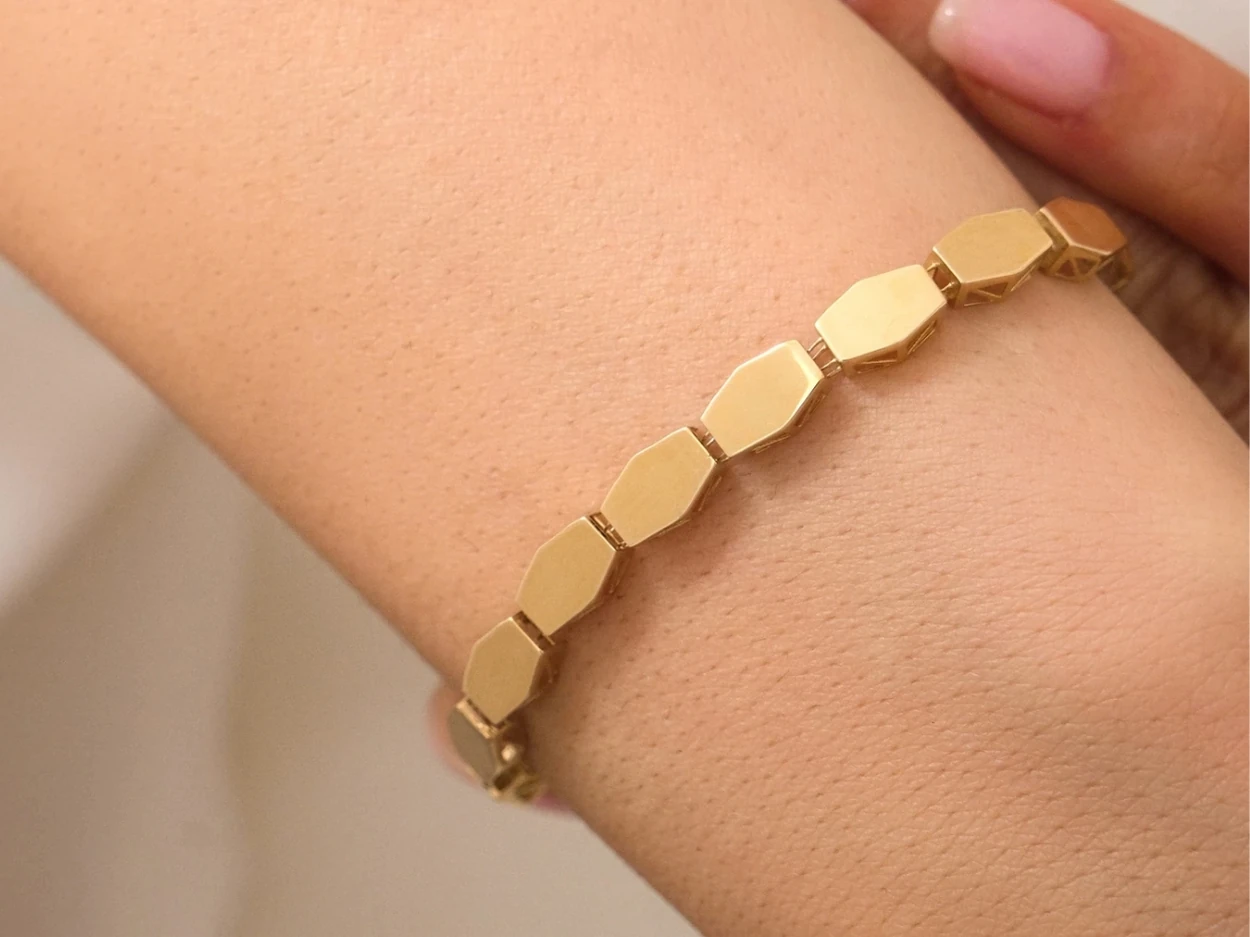 14 Ayar Altın Altıgen Bileklik
