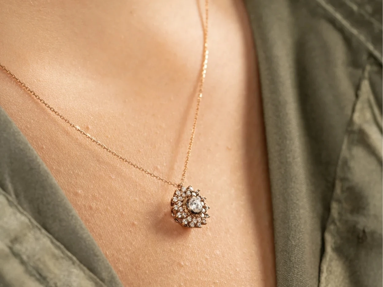 0,20 Karat Altın Elmas Kolye