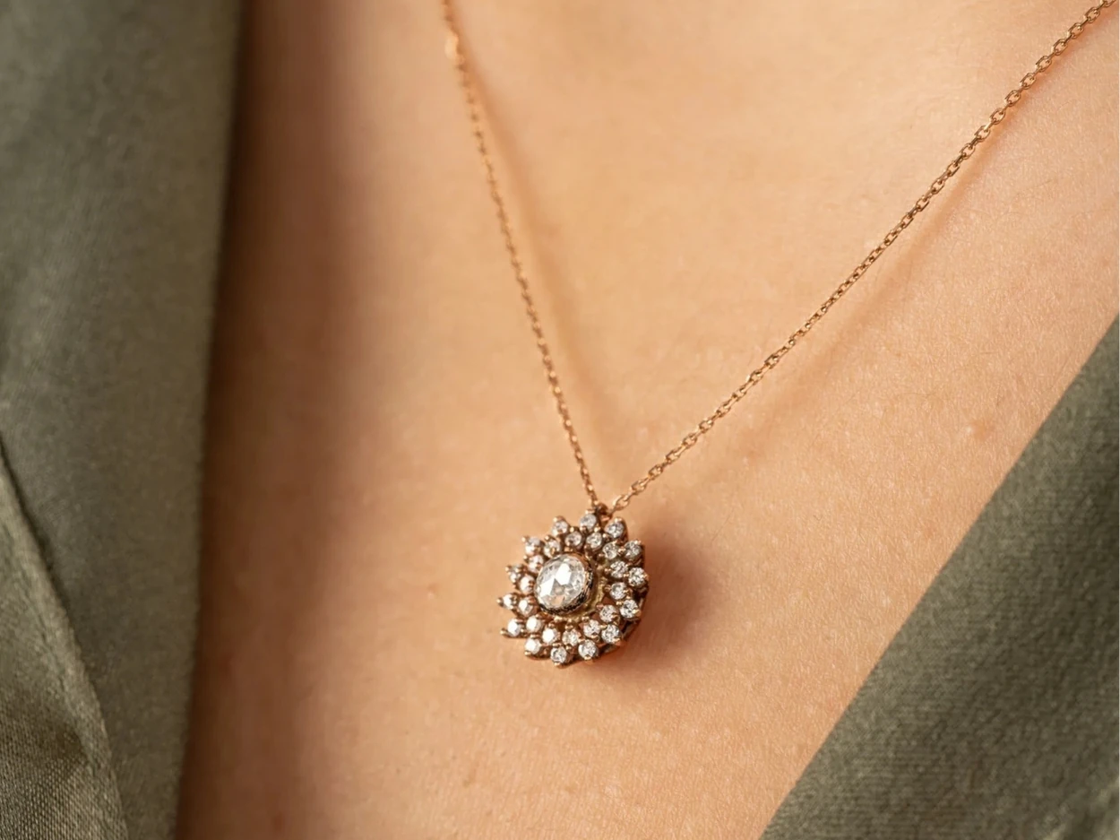 0,20 Karat Altın Elmas Kolye