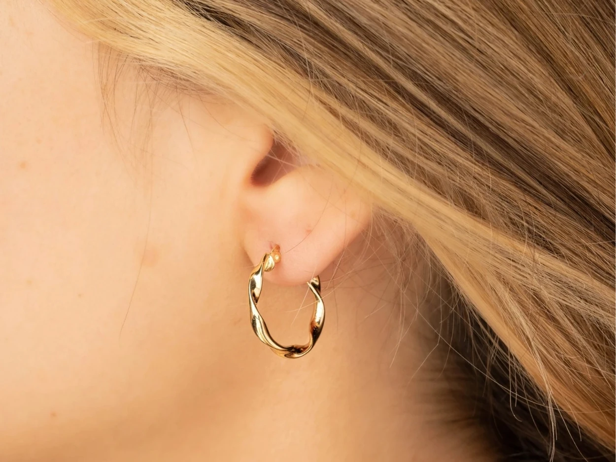 14 Ayar Altın Burgu Halka Küpe