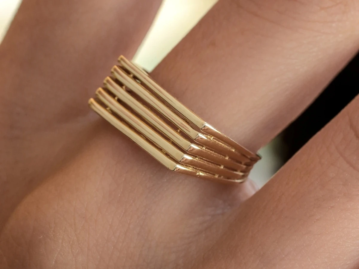 LORİCA - 14 Ayar Altın Panjur Yüzük