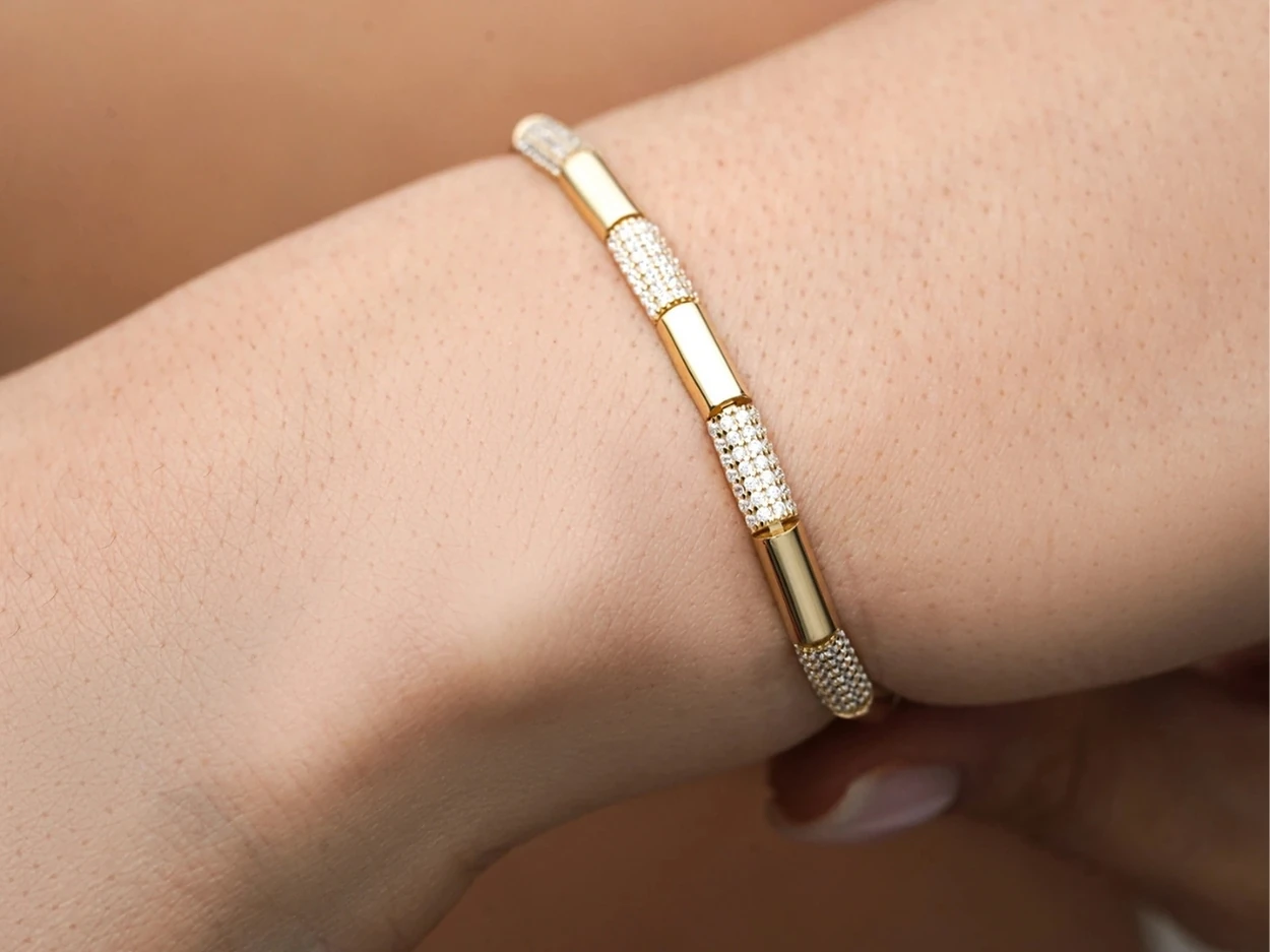 14 Ayar  Altın Taşlı Füzyon Bileklik