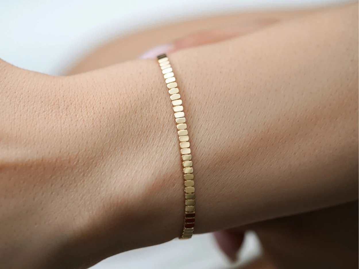 14 Ayar Altın Oval Füzyon Bileklik