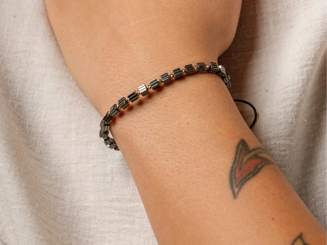 14 Ayar Altın Dorikalı Hematit Erkek Bileklik