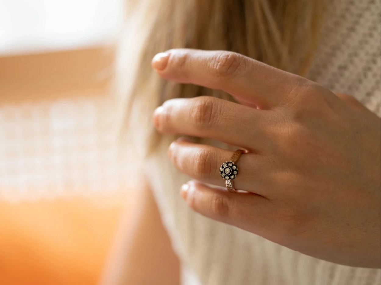 0,17 Karat Altın Elmas Gül Yüzük