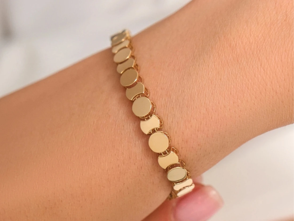 14 Ayar Altın Geometrik Füzyon Bileklik