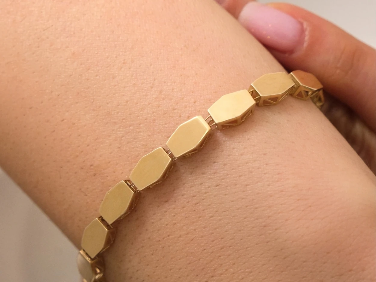14 Ayar Altın Altıgen Bileklik