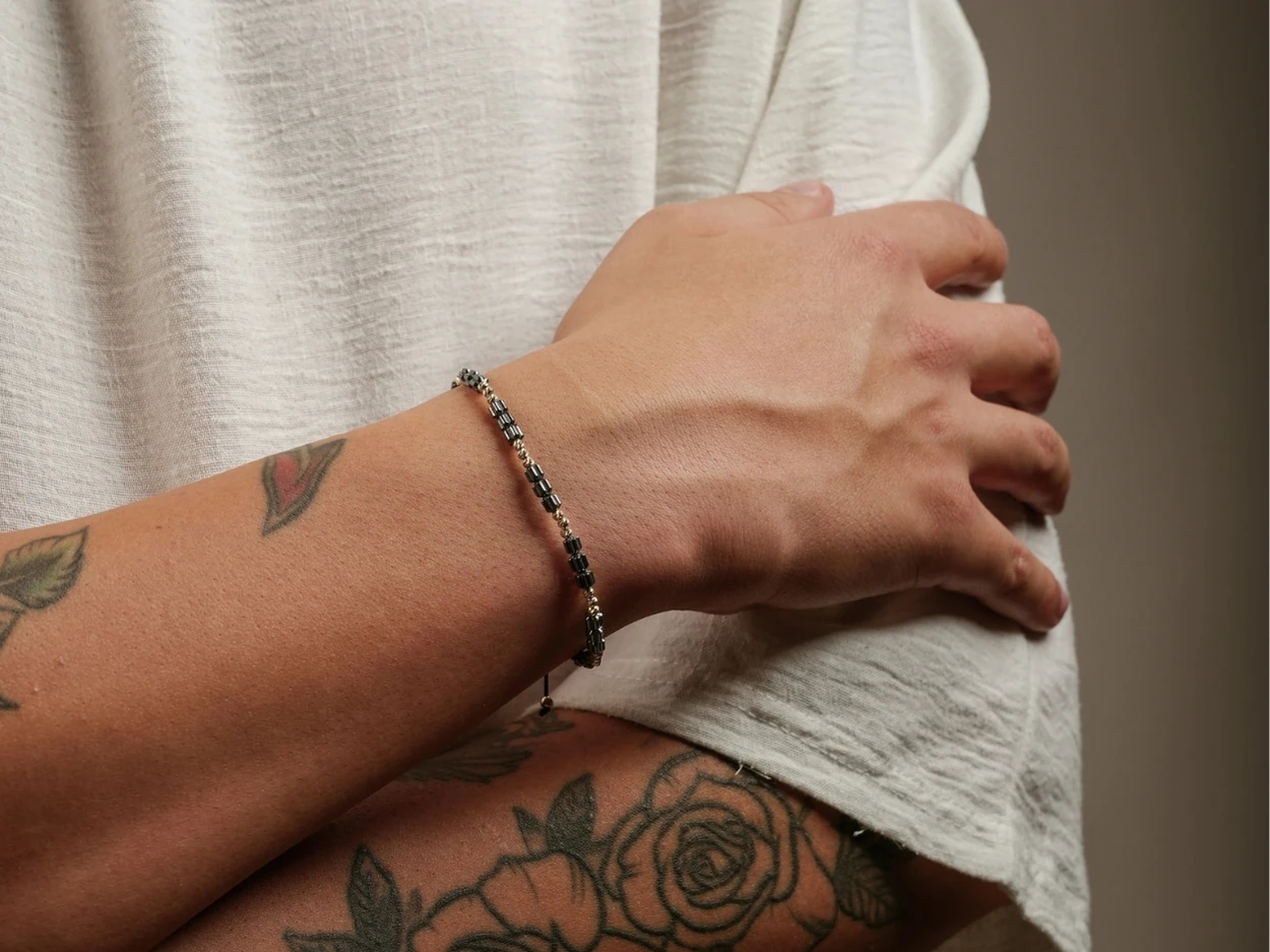 14 Ayar Altın Dorikalı Hematit Erkek Bileklik