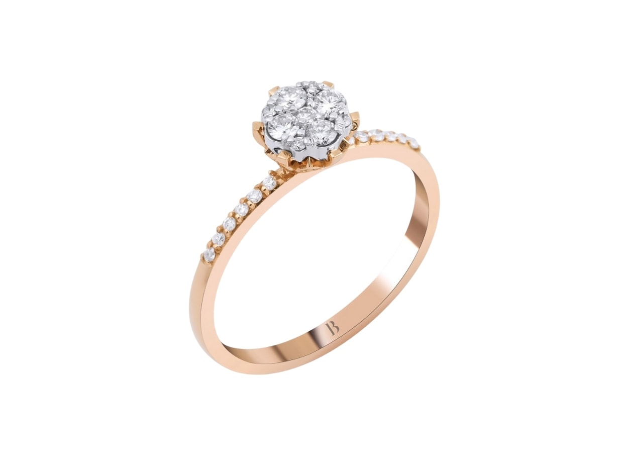0,33 Karat Altın Pırlantalı Rose Koronet Yüzük