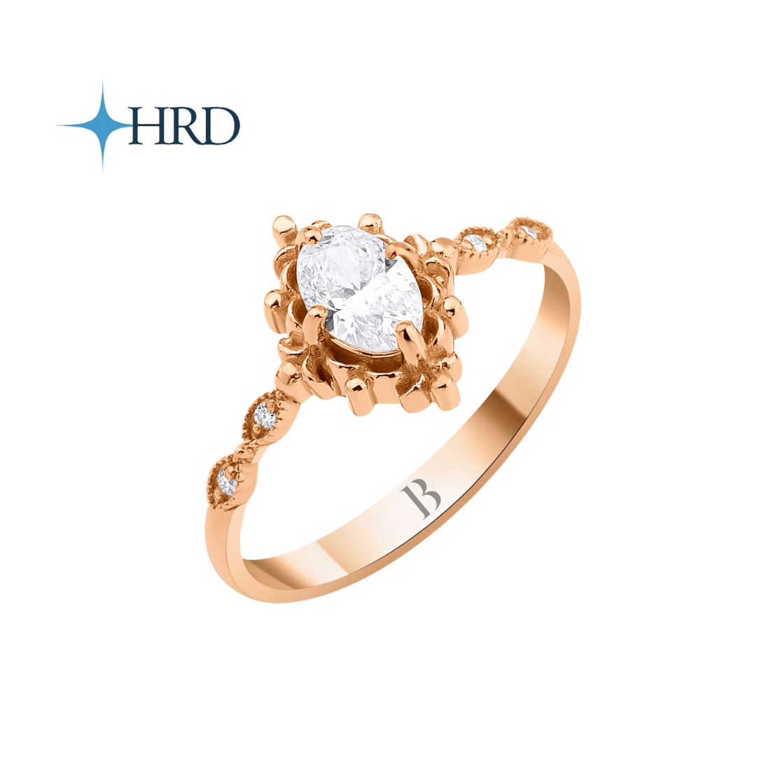 0.48 Karat F Color Oval Pırlanta Tektaş Yüzük