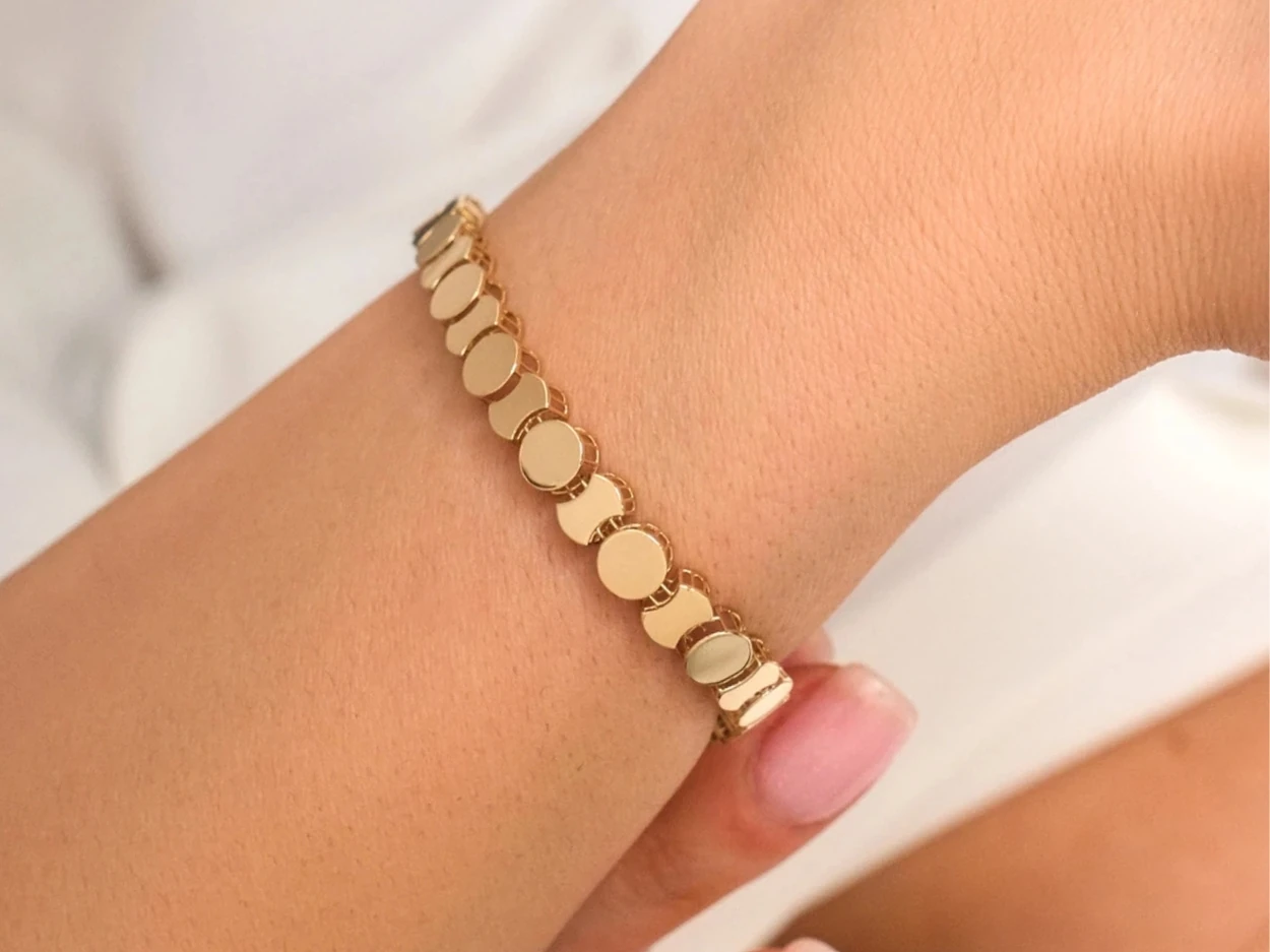 14 Ayar Altın Geometrik Füzyon Bileklik