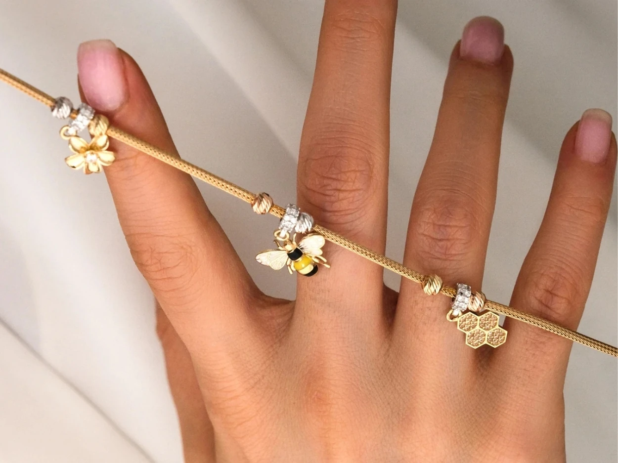 14 Ayar Altın Dorikalı Arı Charm Bileklik