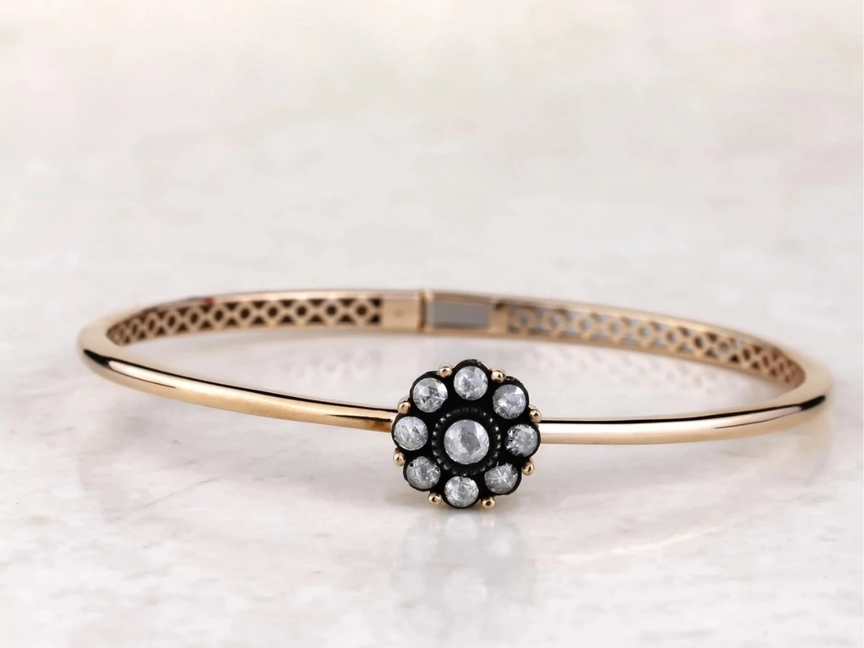 0,35 Karat Altın Elmas Kelepçe Bilezik