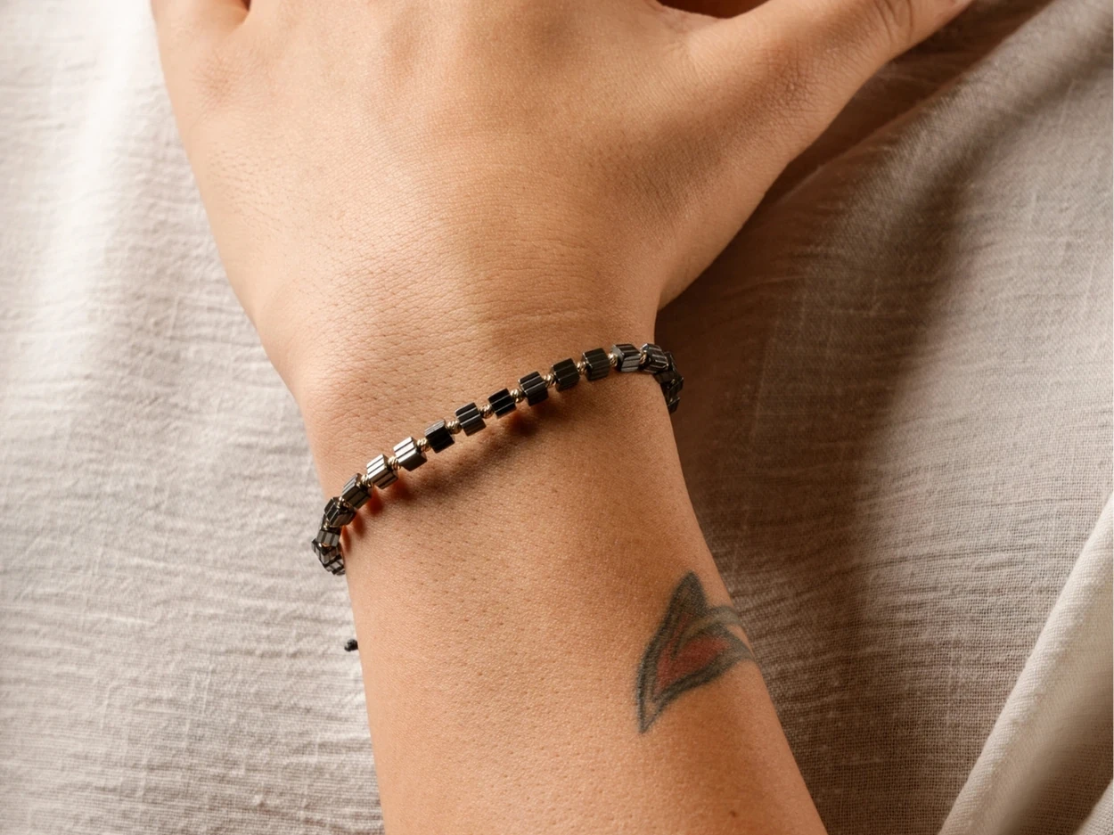 14 Ayar Altın Dorikalı Hematit Erkek Bileklik