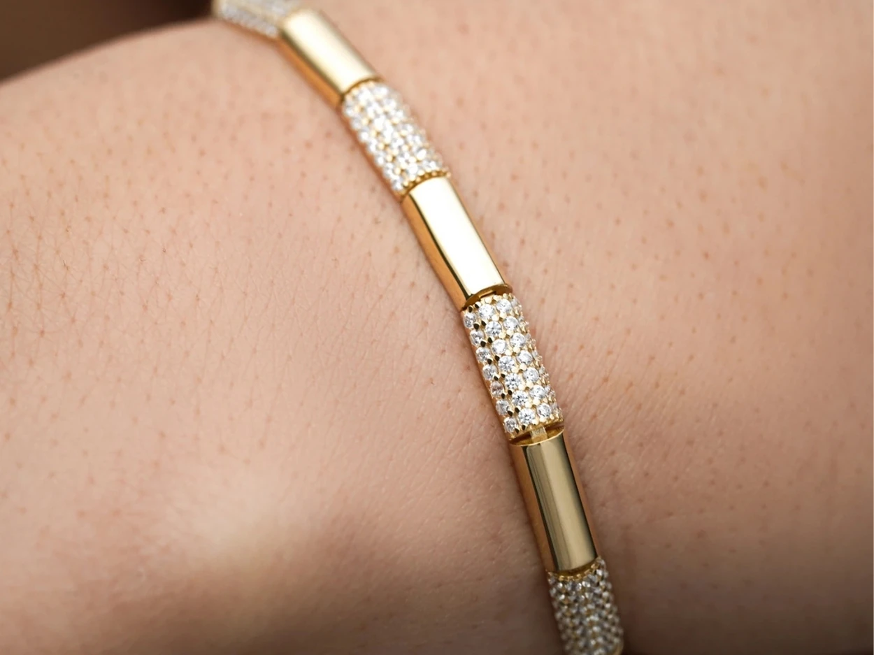 14 Ayar  Altın Taşlı Füzyon Bileklik