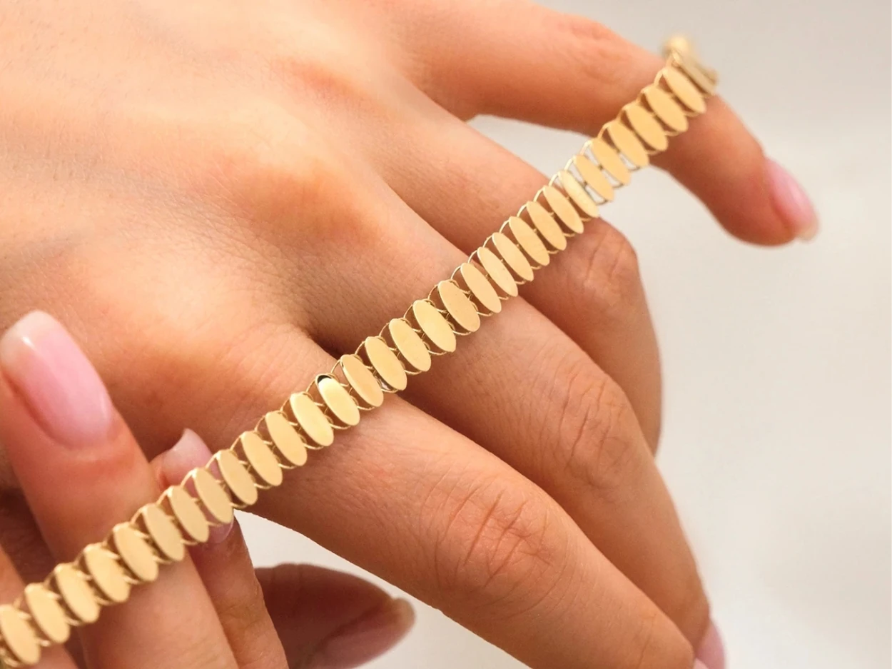 14 Ayar Altın Oval Füzyon Bileklik