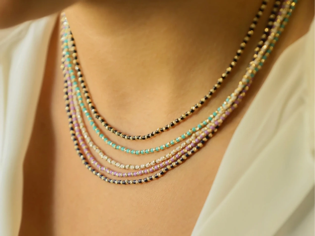 14 Ayar Altın Miyuki Kolye