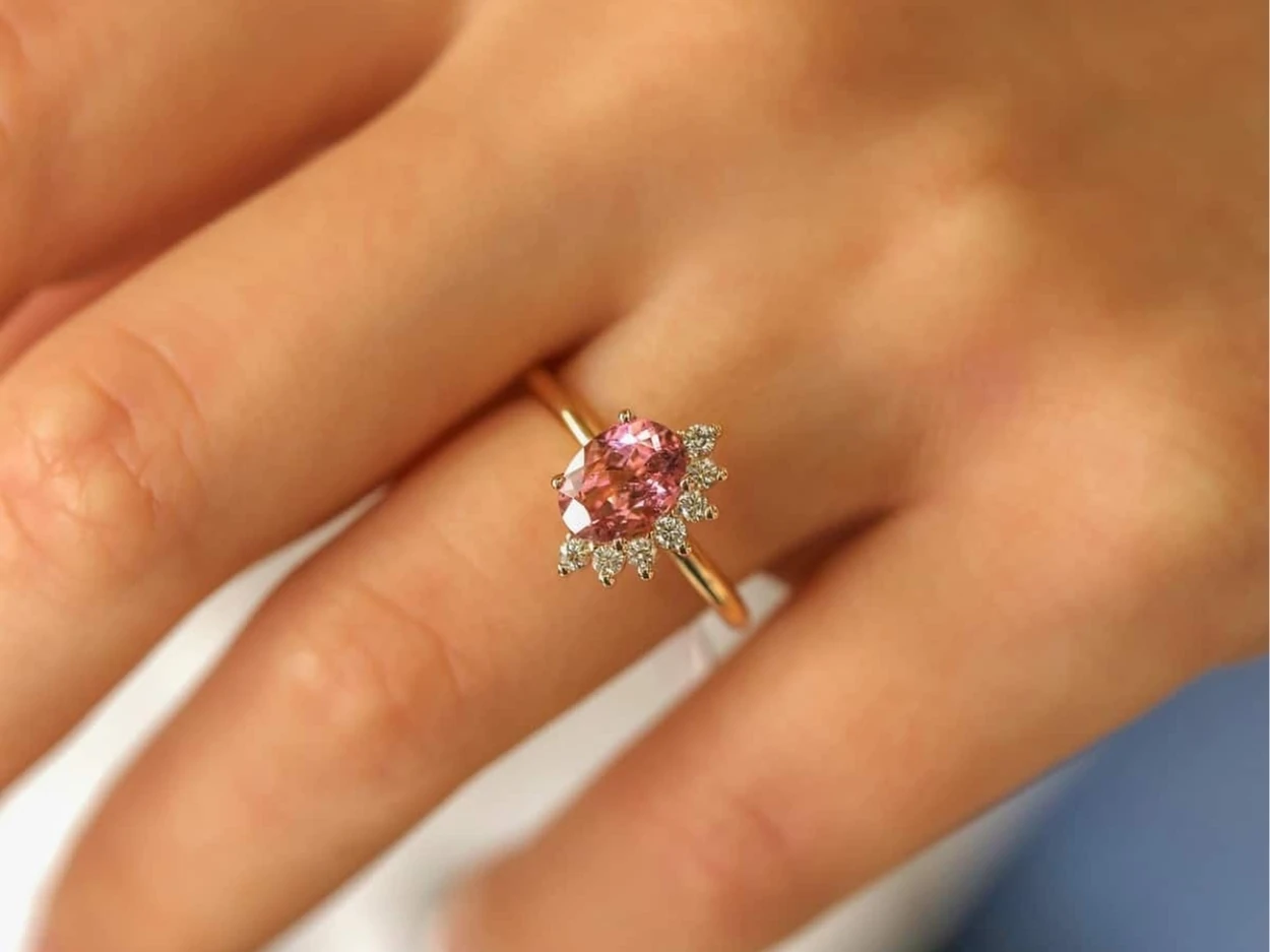 1,68 Karat Pırlanta Pink Quartz Yüzük