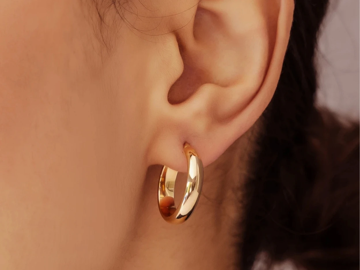 14 Ayar Altın Halka Küpe