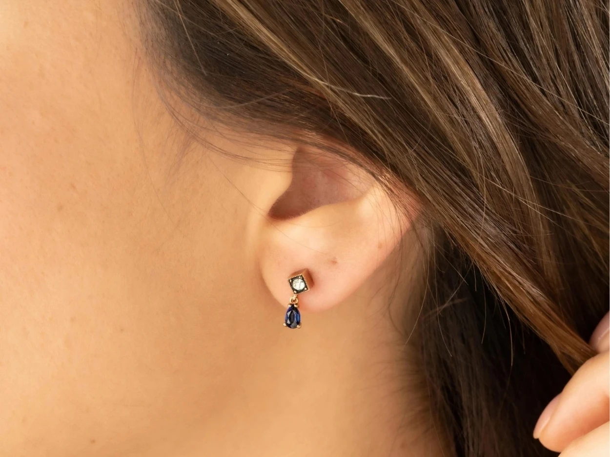 0,67 Karat Renkli Taşlı Elmas Küpe