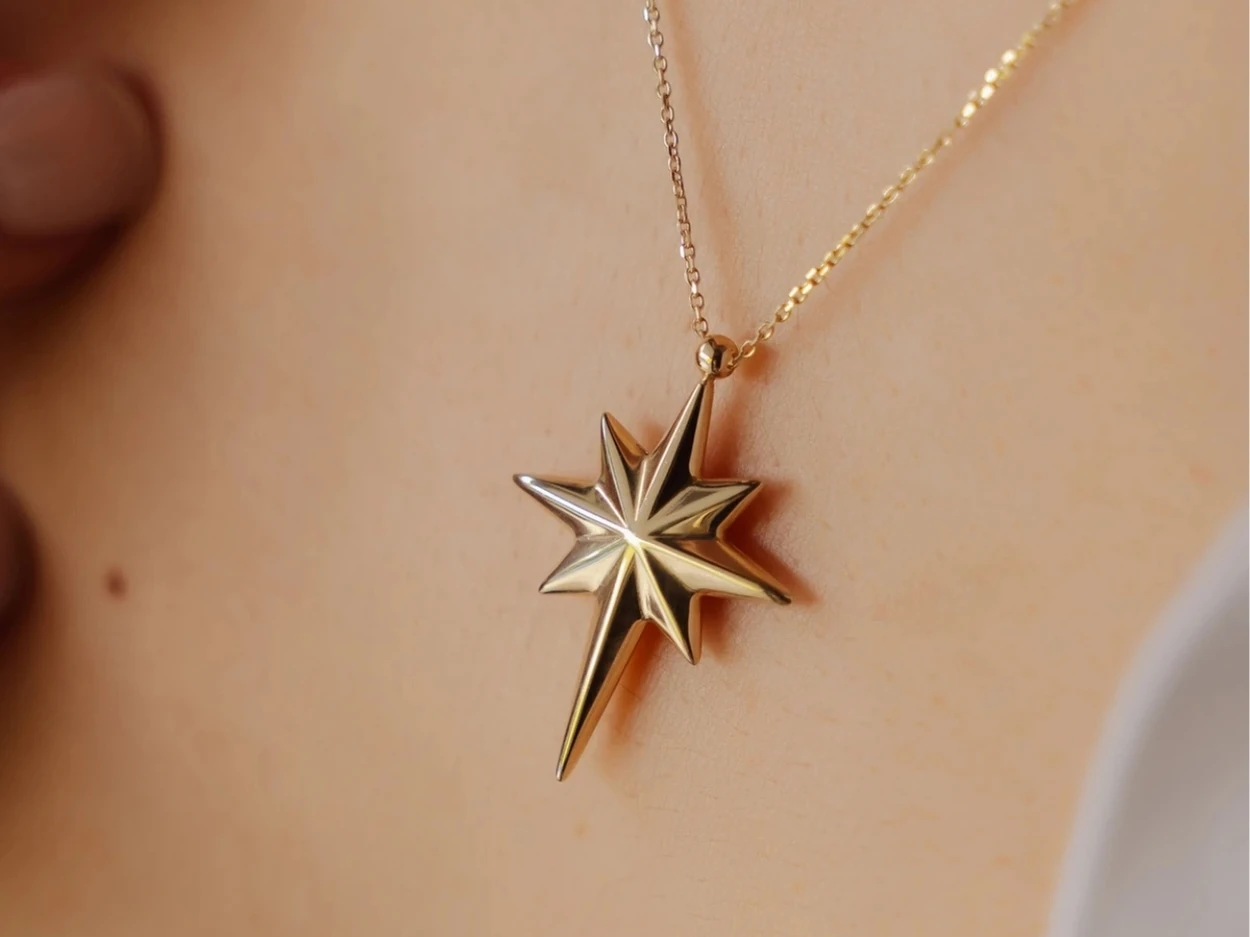 14 Ayar Altın Kuzey Yıldızı Kolye