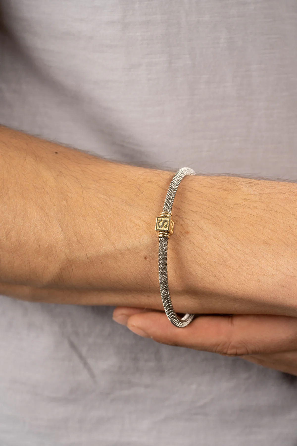 14 Ayar Altın Harfli Erkek Bilekliği