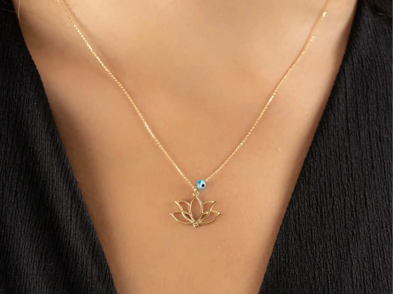 14 Ayar Altın Lotus Kolye