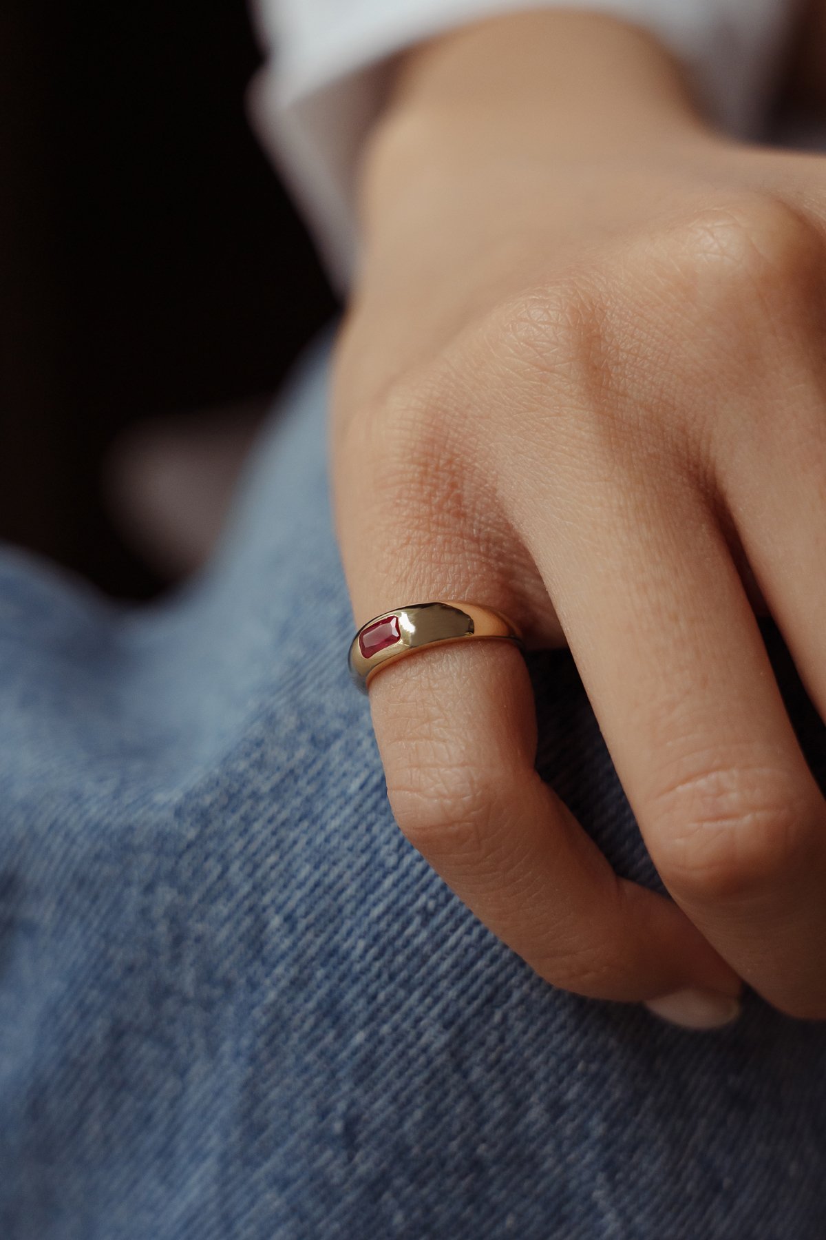 14 Ayar Altın Tasarım Serçe Parmak Yüzüğü
