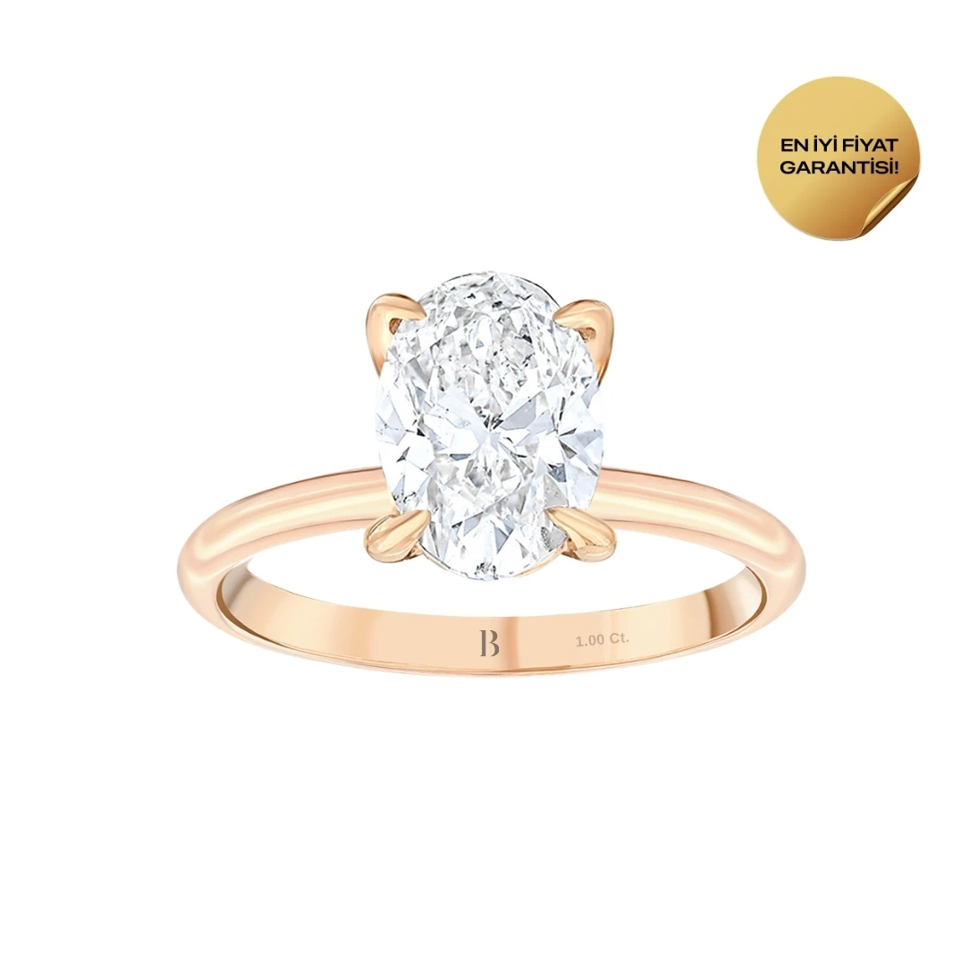 1 Karat G Color Oval Pırlanta Tektaş Yüzük