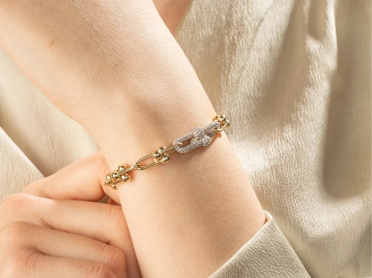 14 Ayar Altın Taşlı Tiffany Bileklik