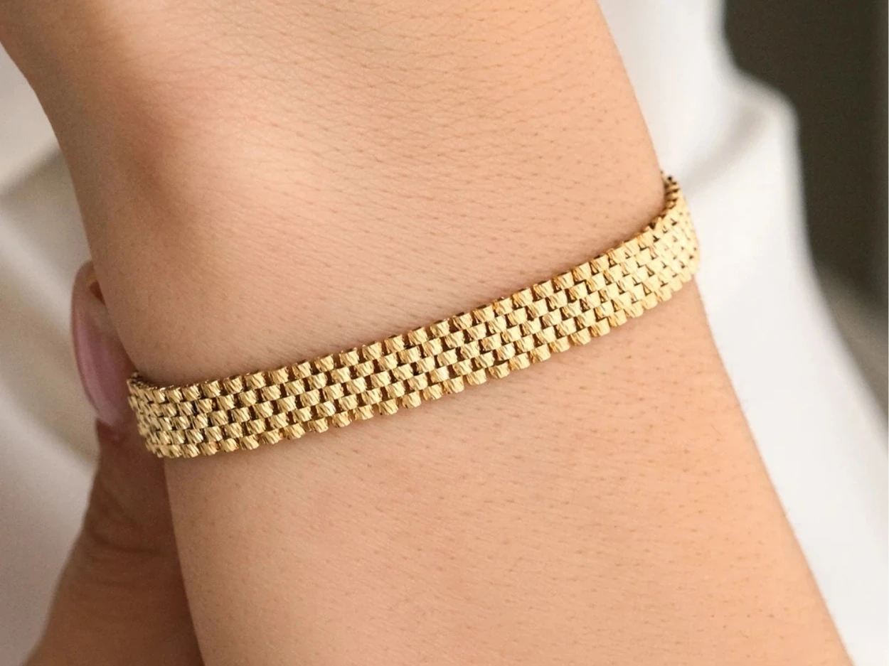 14 Ayar Altın Örgü Kordon Bileklik