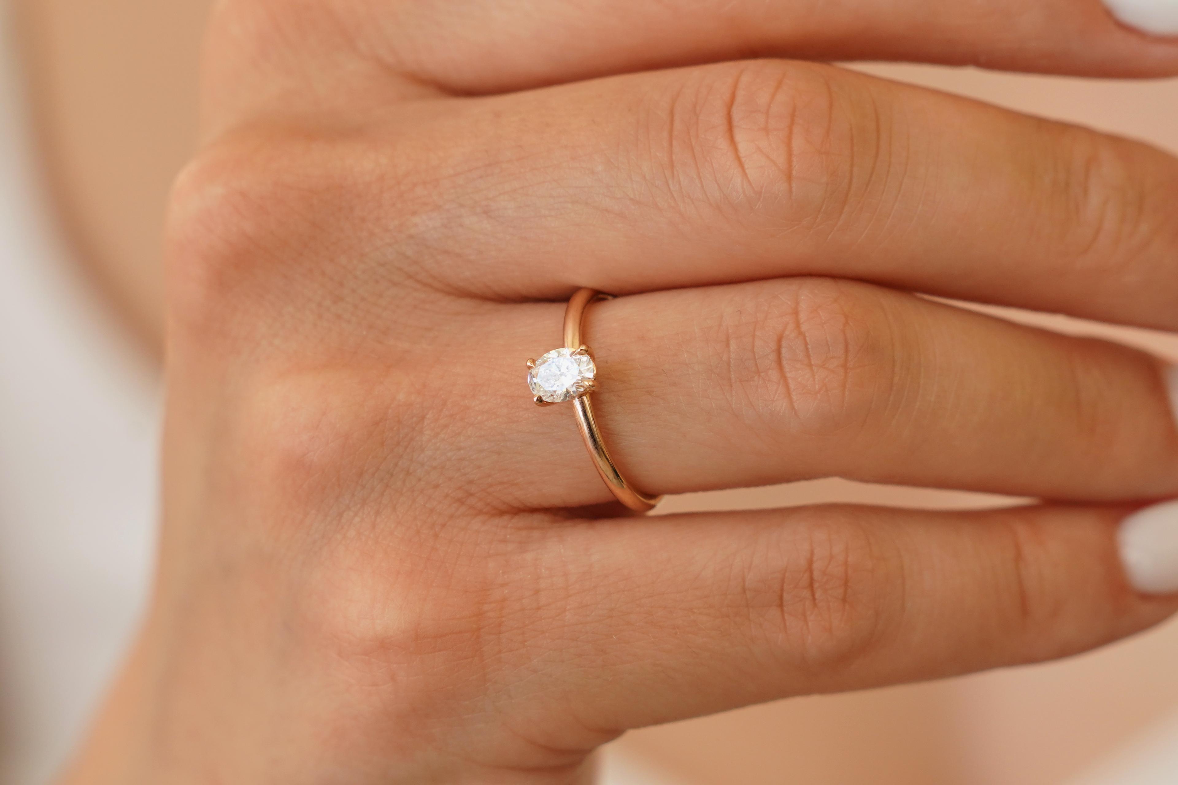 0.50 Karat E Color Oval Pırlanta Tektaş Yüzük