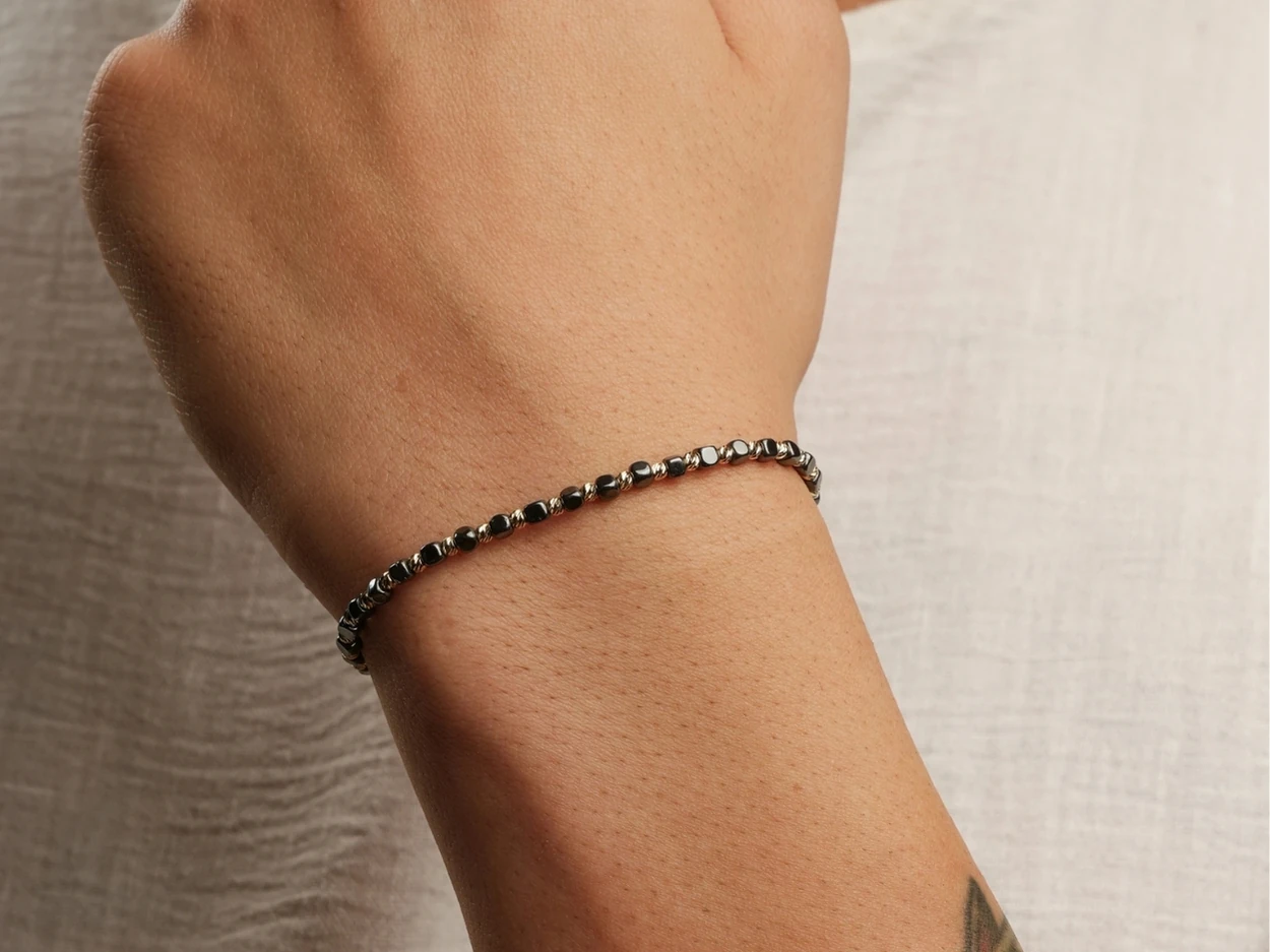 14 Ayar Altın Dorikalı Hematit Erkek Bileklik