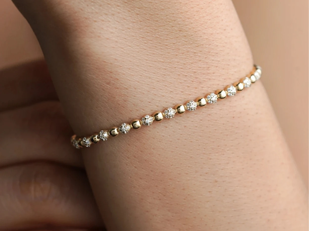 14 Ayar Altın Taşlı Top Bileklik