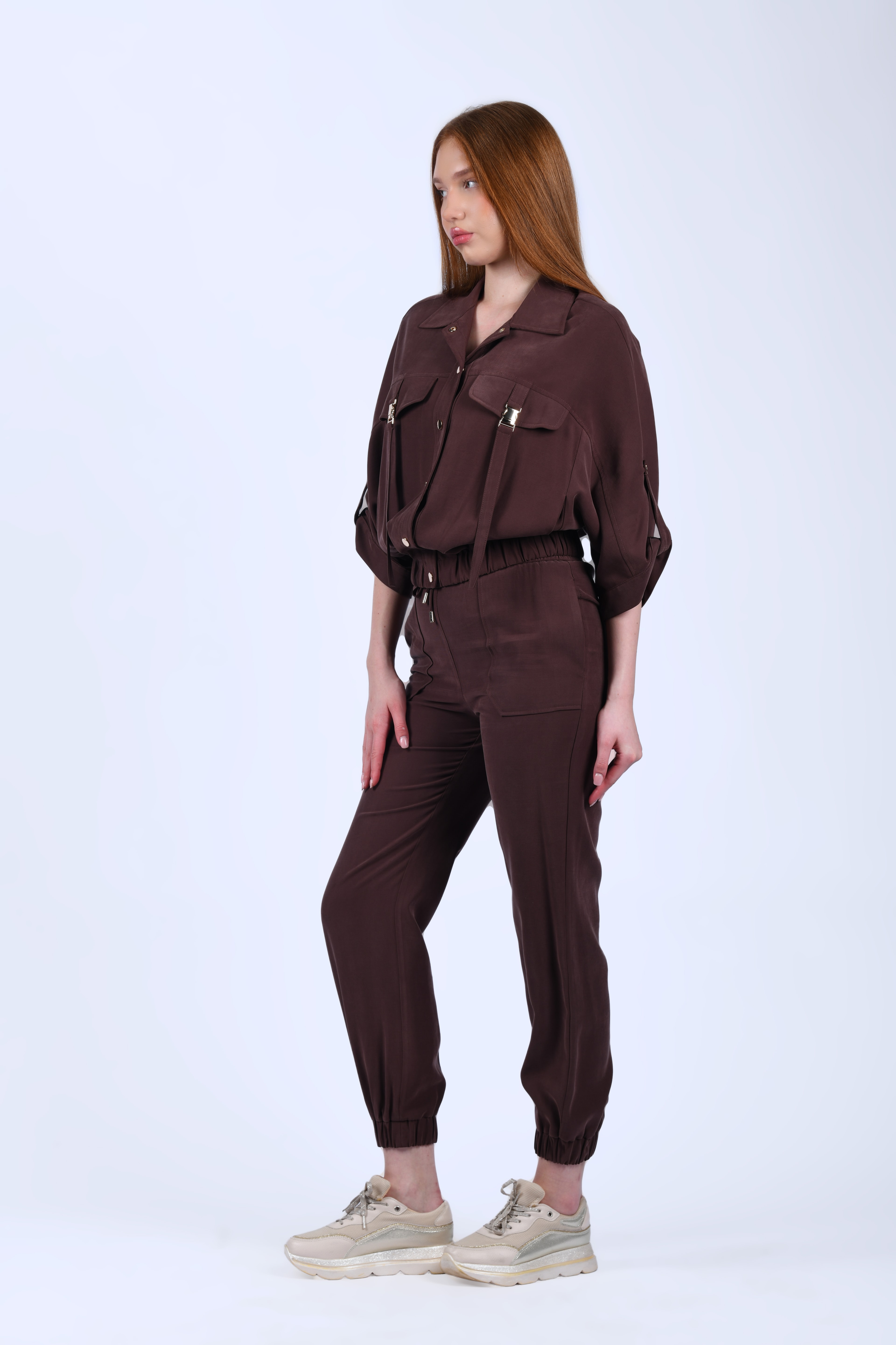 Kahve Lastik Paçalı Pantolon - QP194