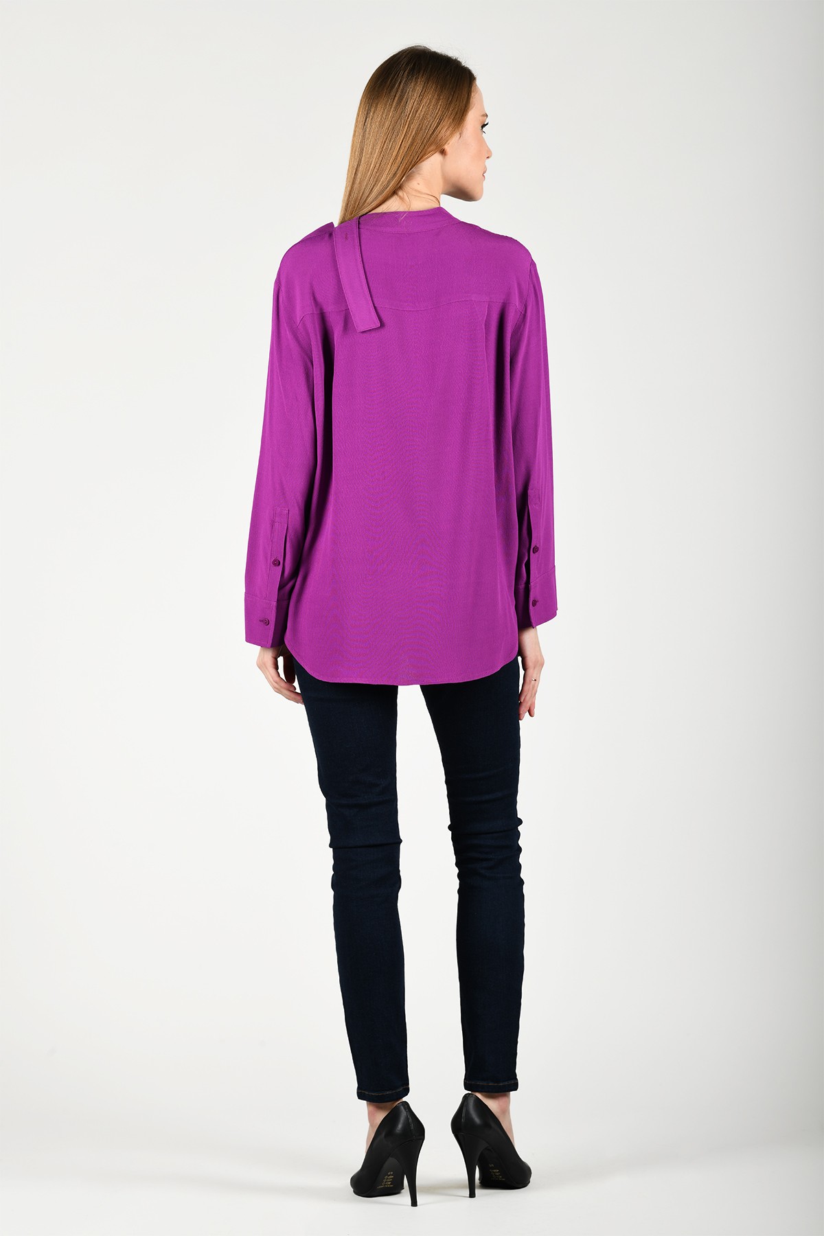 Mor Boyun Detaylı Bluz - QB150