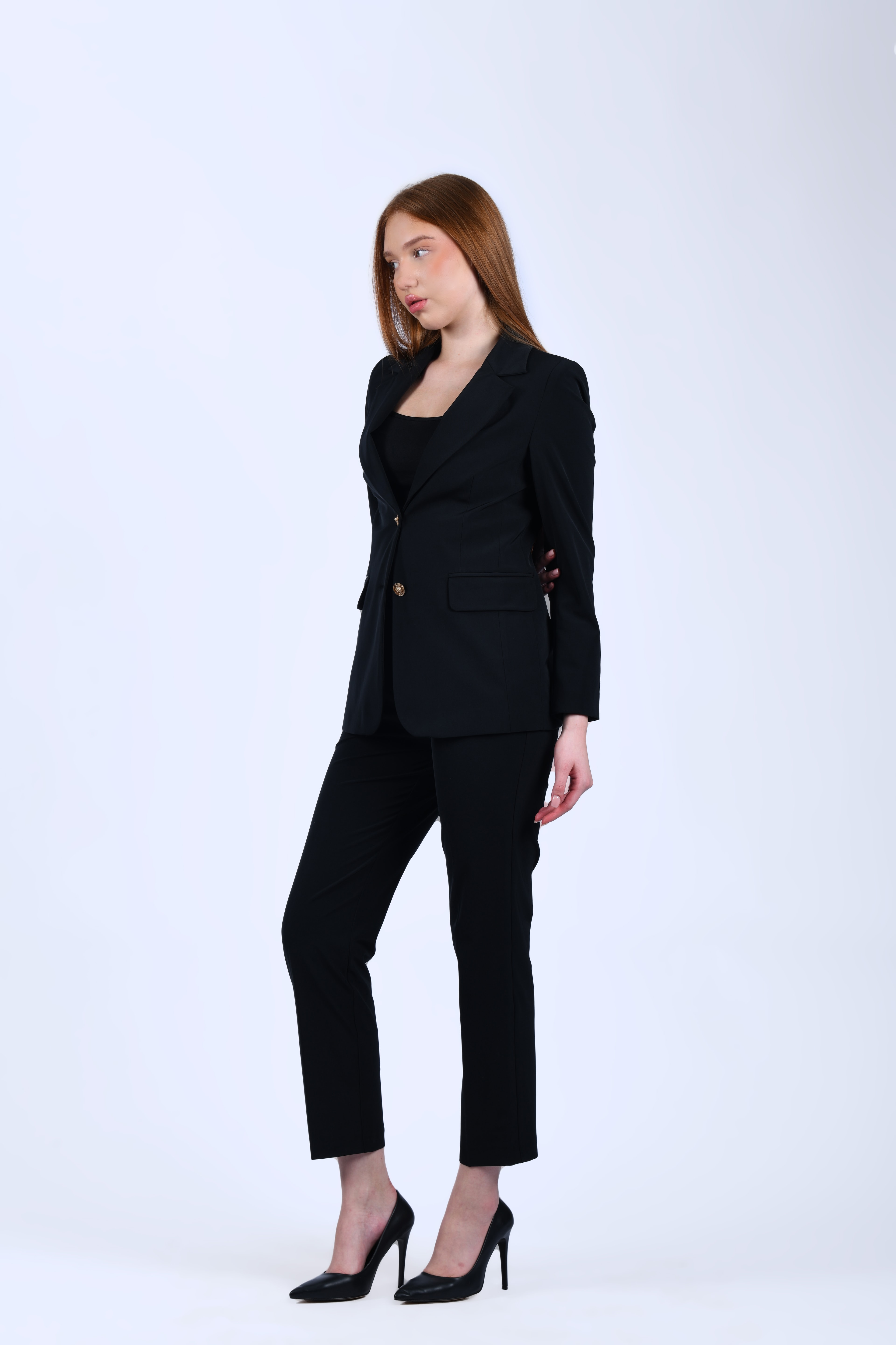 Siyah Straight Fit Kumaş Pantolon - QP193