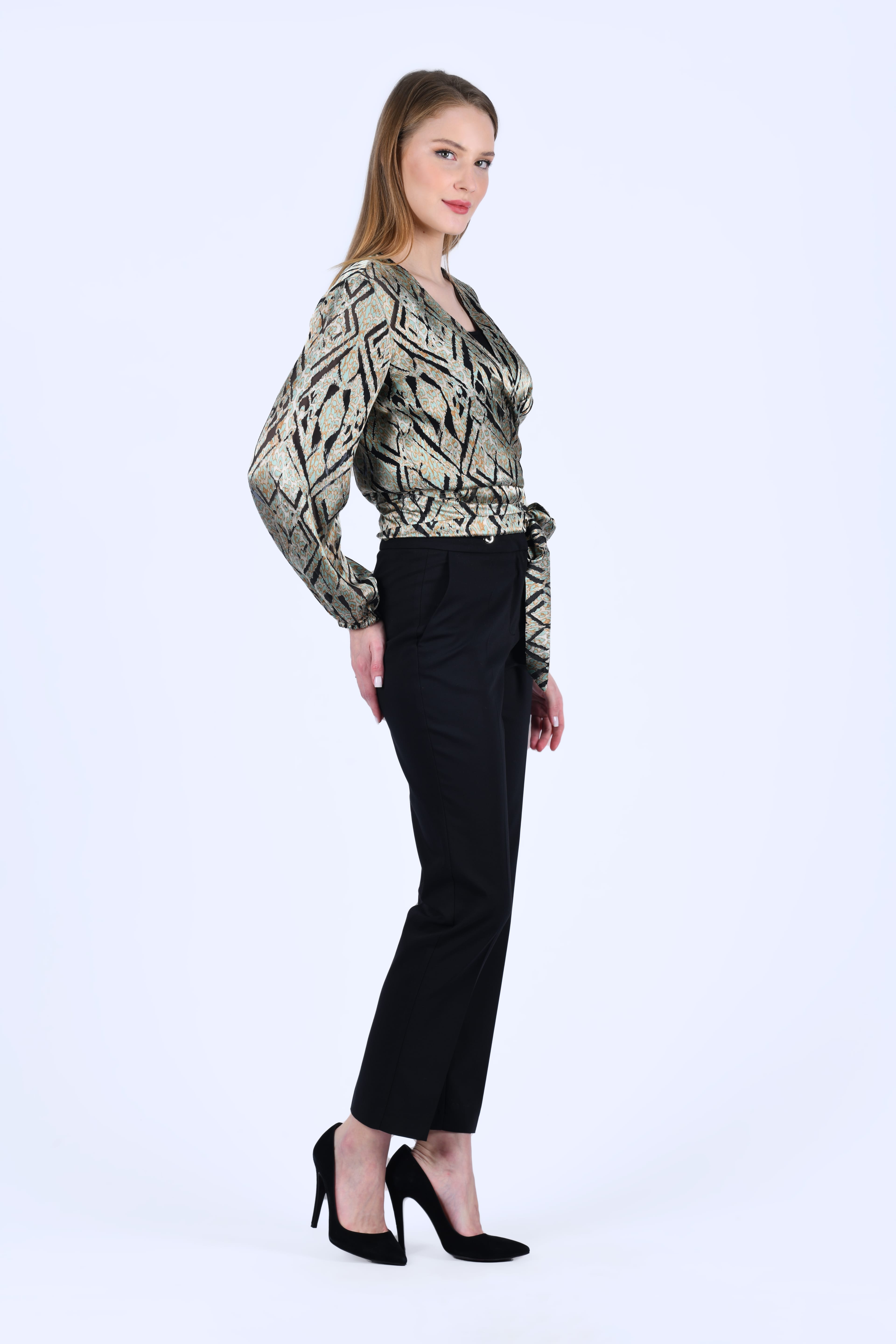 Siyah Kendinden Kemerli Pantolon - LP182