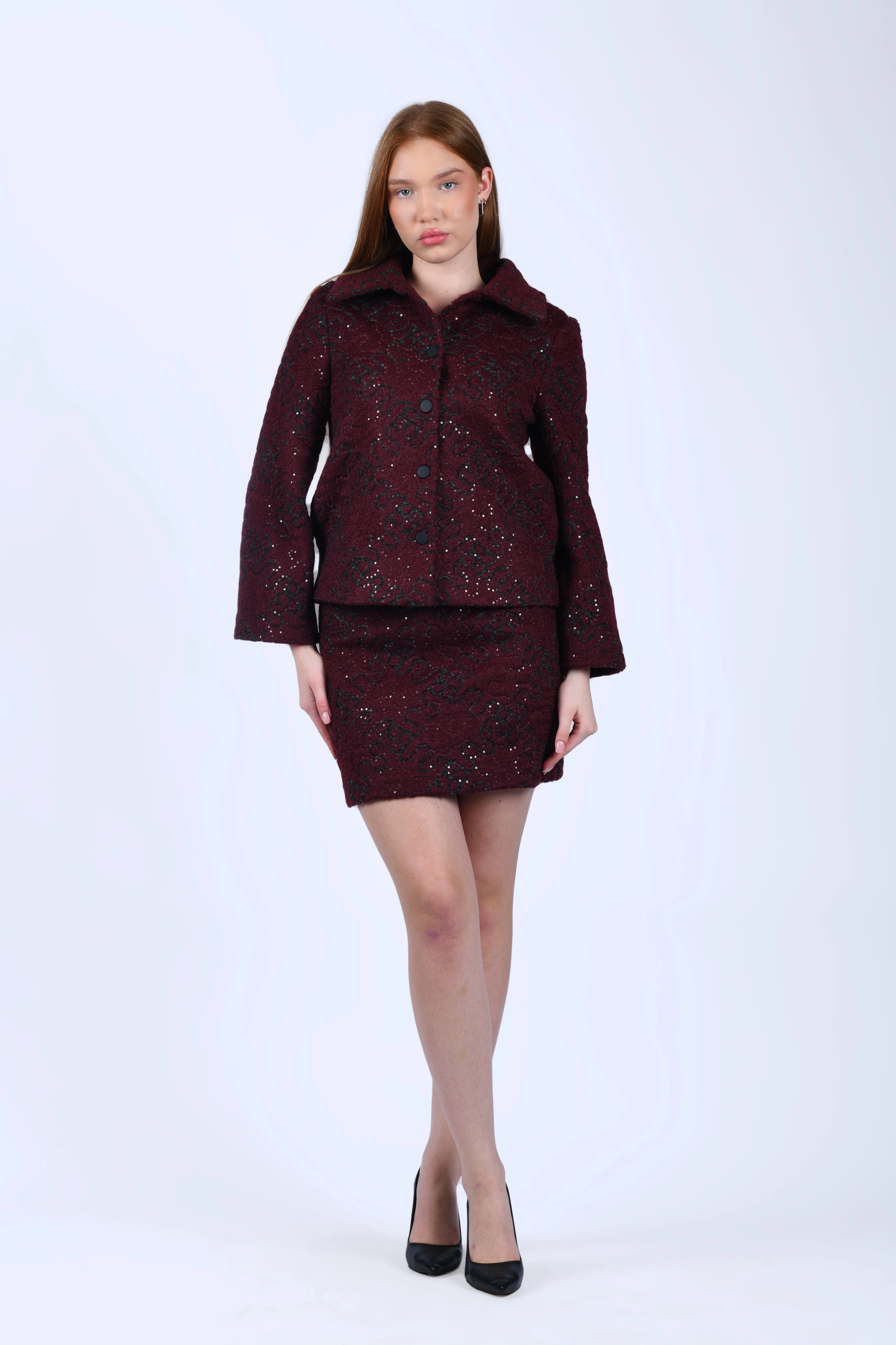 Bordo Kısa Mont - QN25