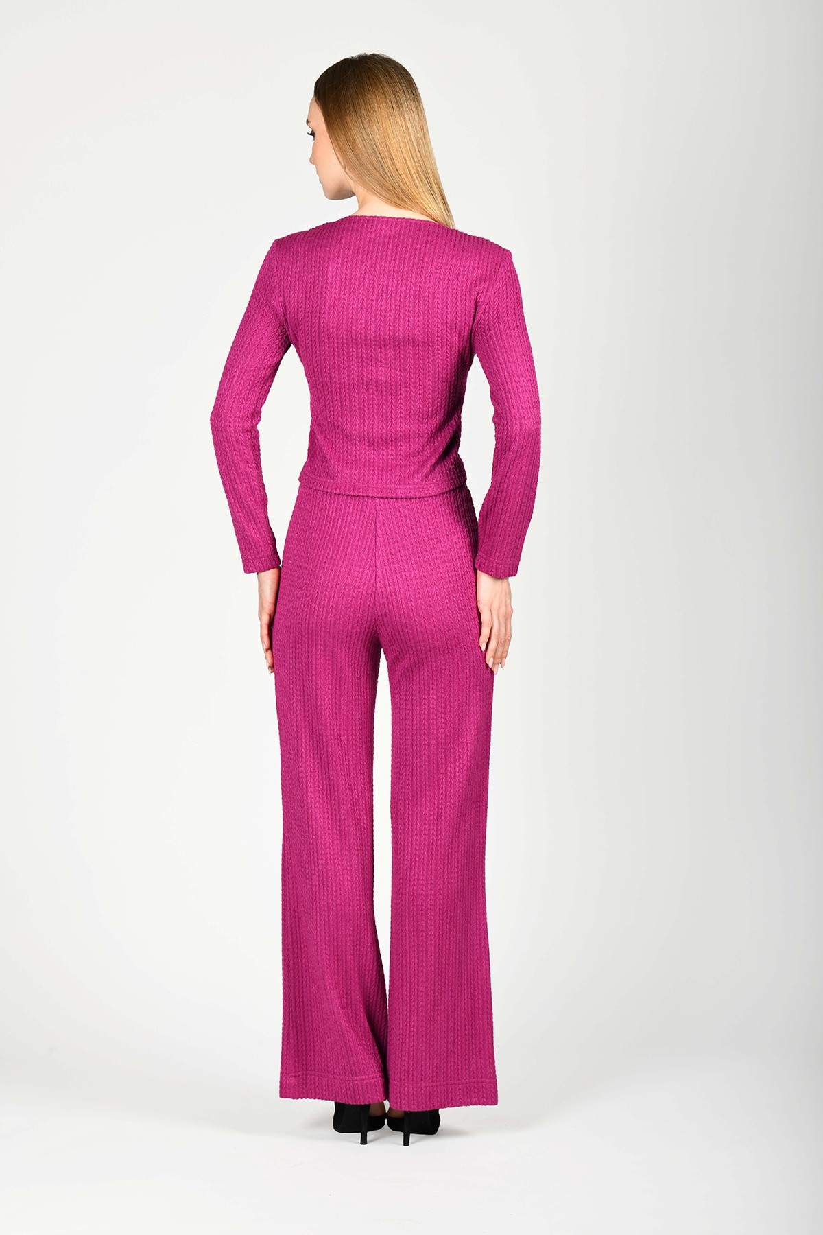 Fuşya Drapeli Crop Bluz - LB132