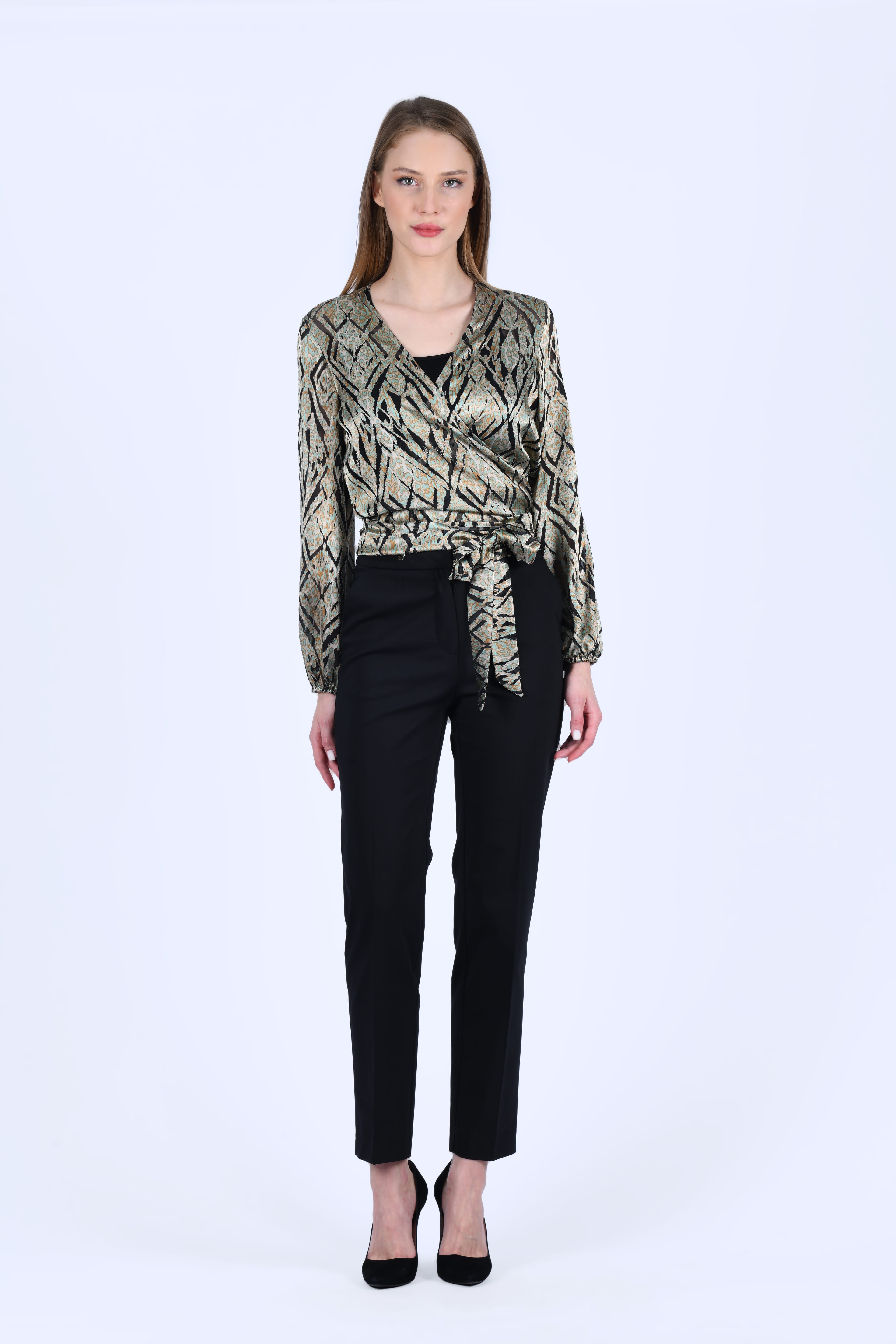 Siyah Kendinden Kemerli Pantolon - LP182