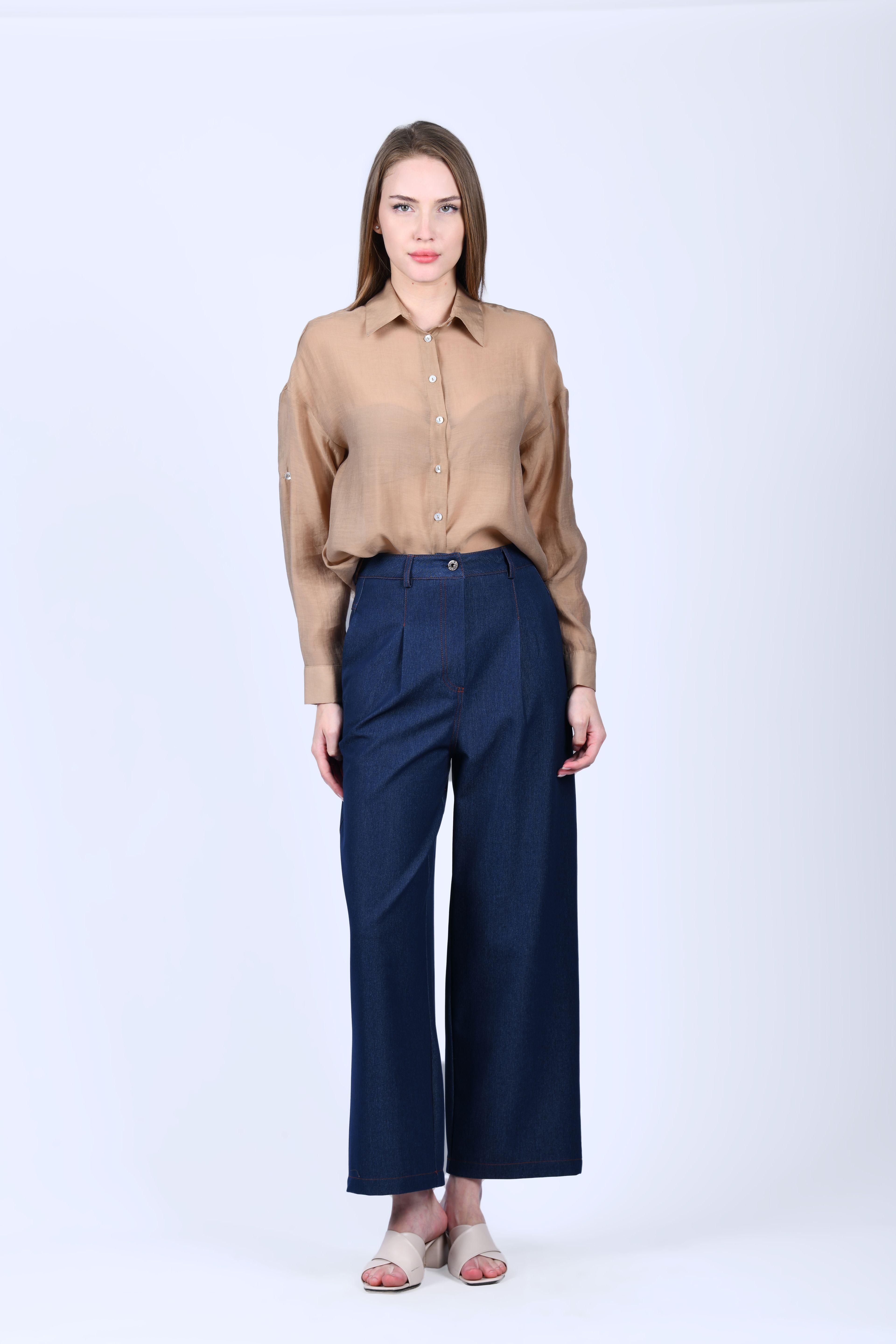 İndigo Bol Kot Pantolon - QP180