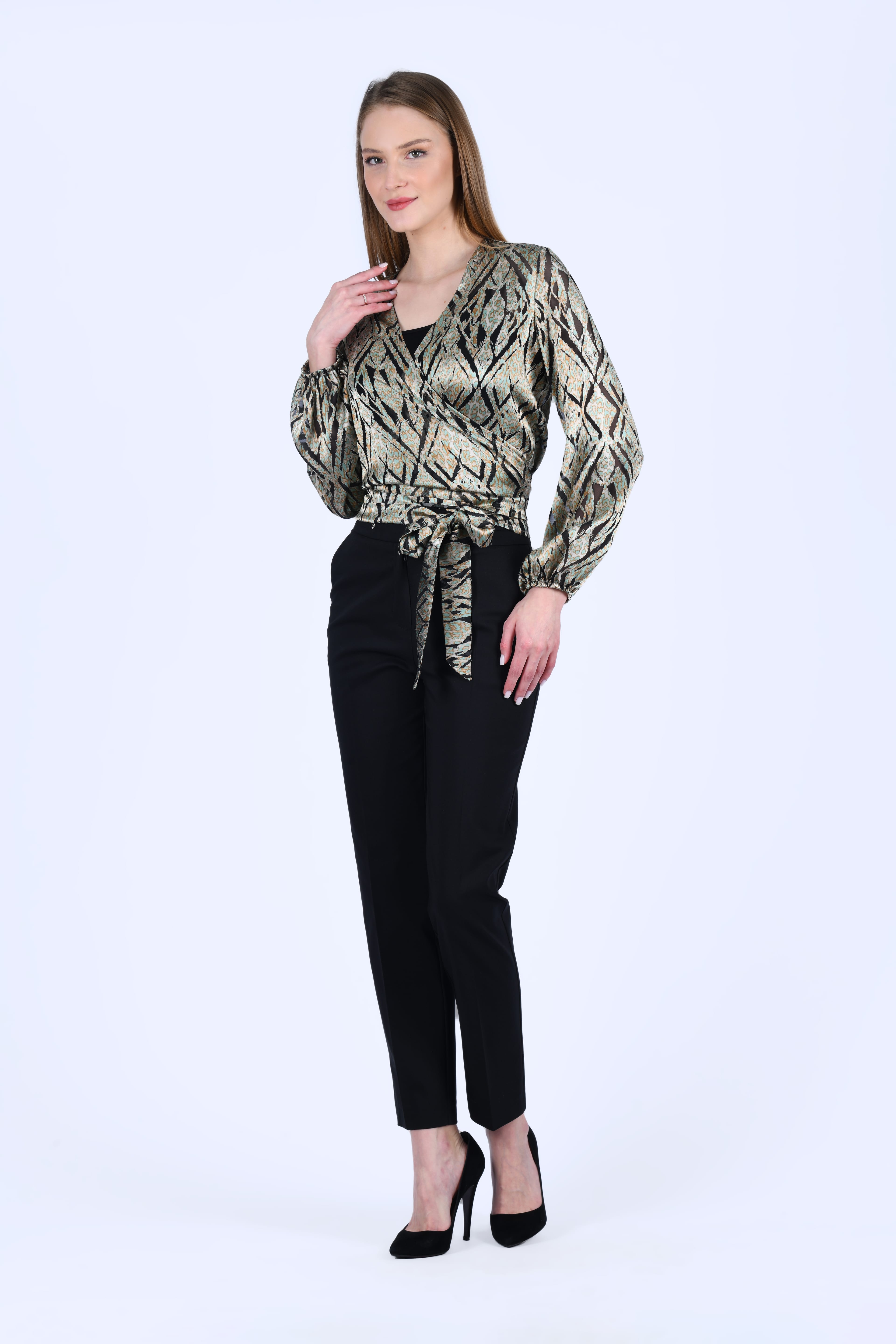 Siyah Kendinden Kemerli Pantolon - LP182