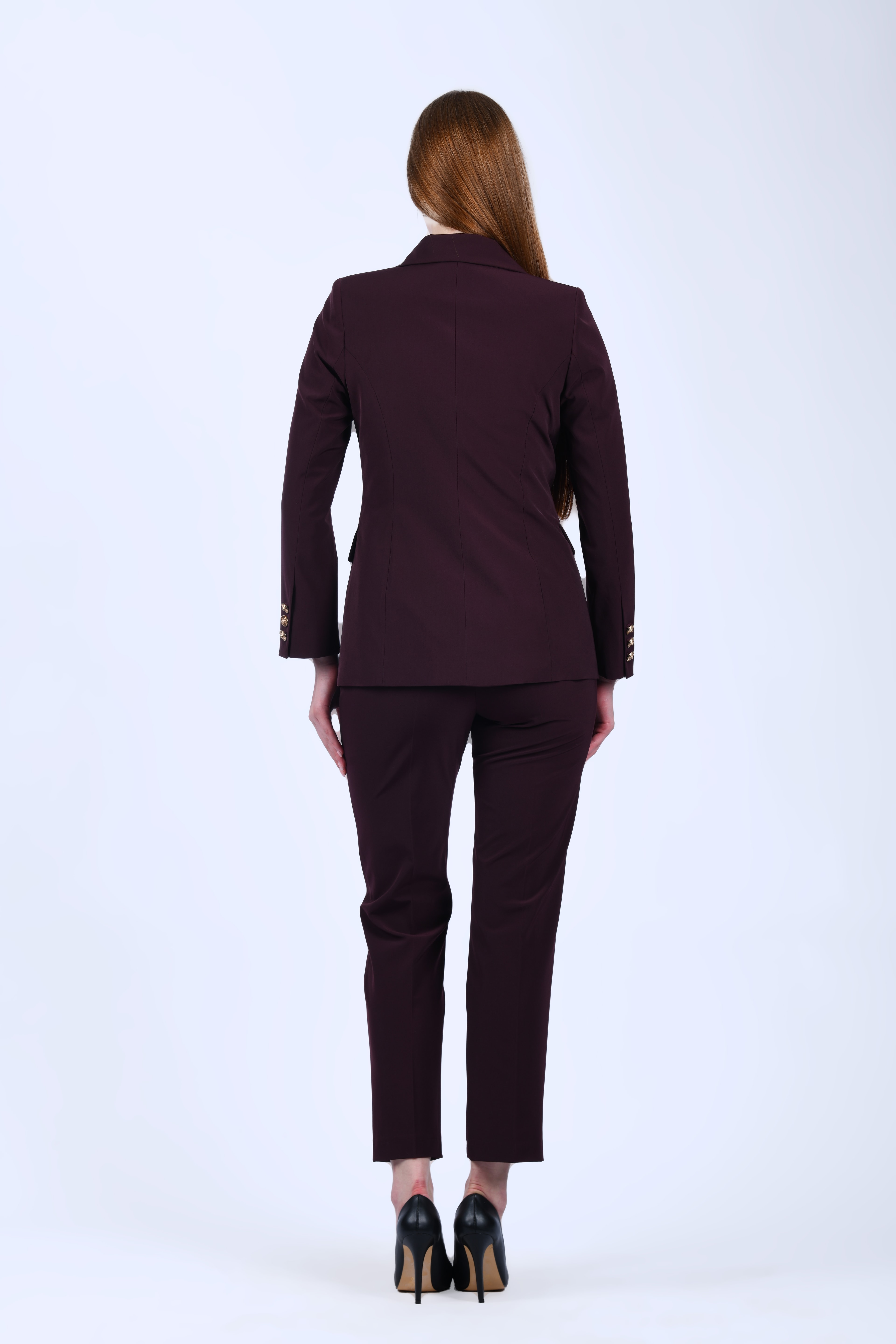Bordo Straight Fit Kumaş Pantolon - QP193