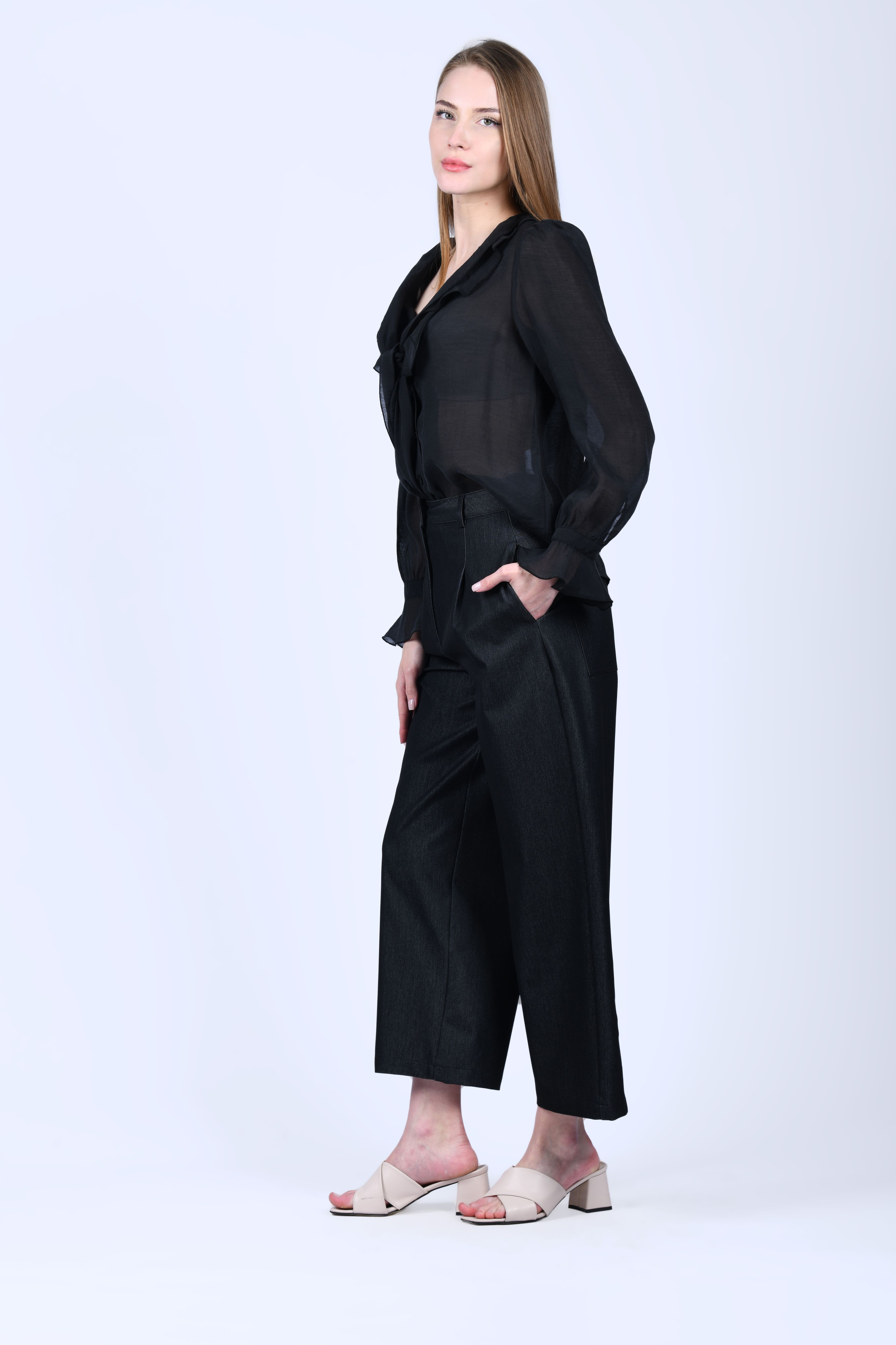 Siyah Bol Kot Pantolon - QP180